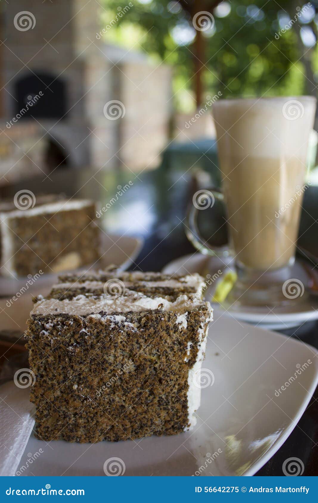 Cake and ice coffee stock image. Image of sugar, cream 56642275