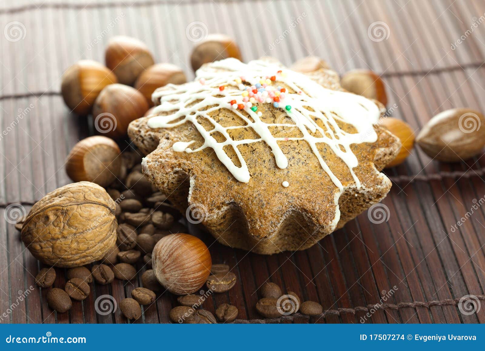 Cake with Icing, Coffee Beans and Nuts Stock Photo Image of chocolate