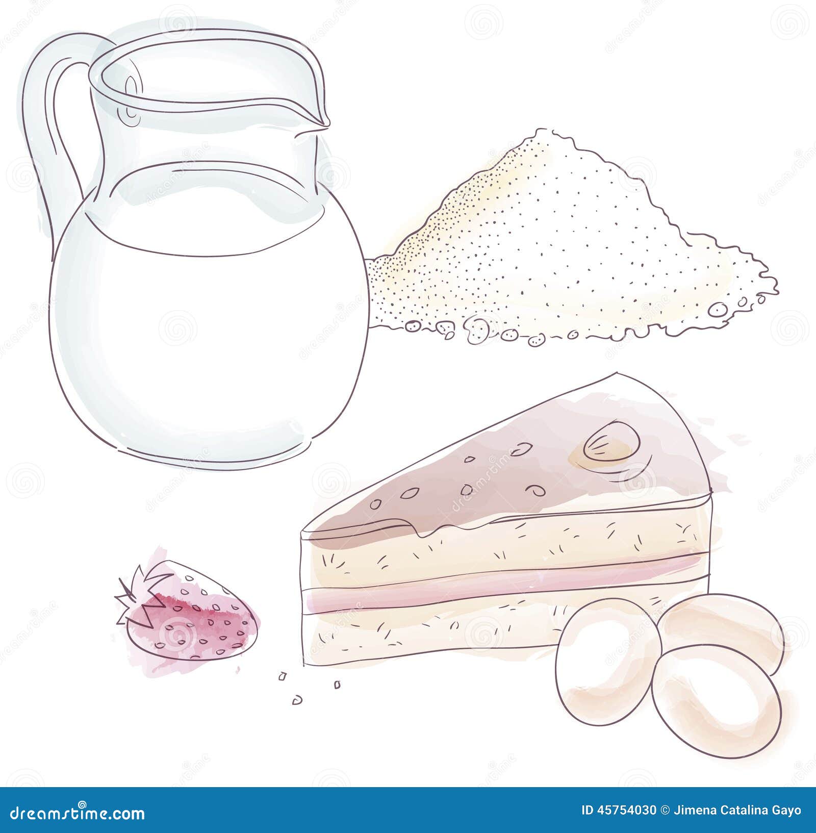 Cake ingredients stock illustration. Illustration of drawn 45754030