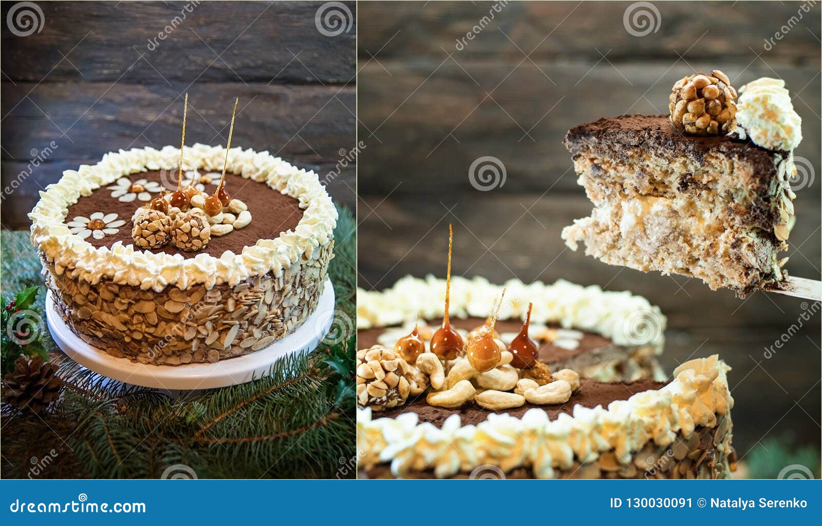 Kiev cake with cream nuts and meringue on  Stock Photo 77126745   PIXTA