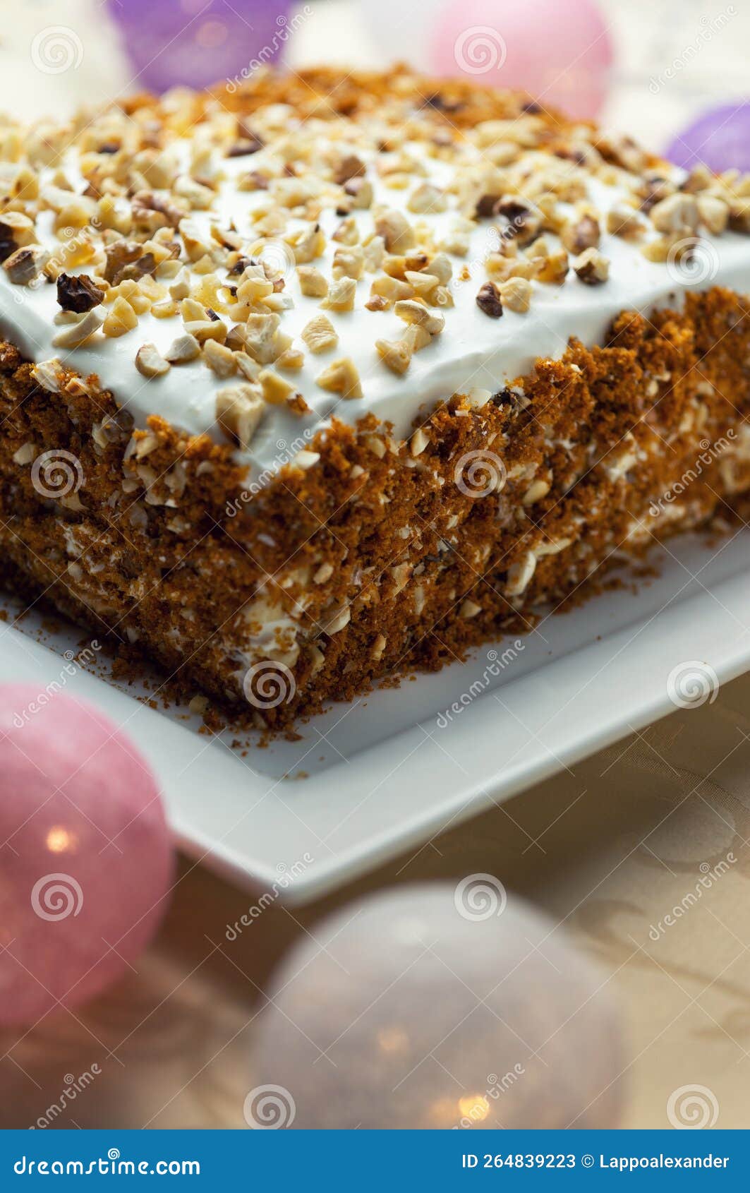 Cake with Nuts in Christmas Decor Stock Image Image of slice