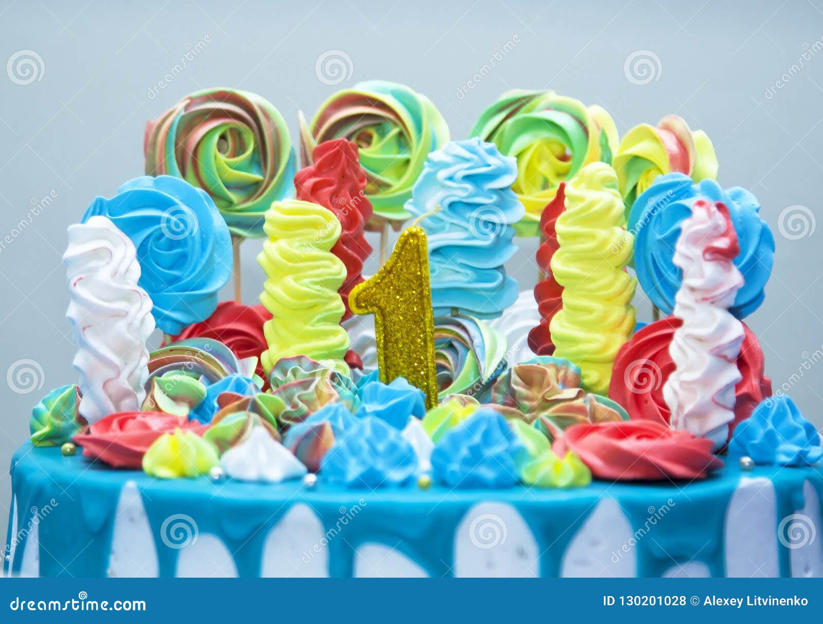 A cake with one candle stock photo. Image of celebrate 130201028