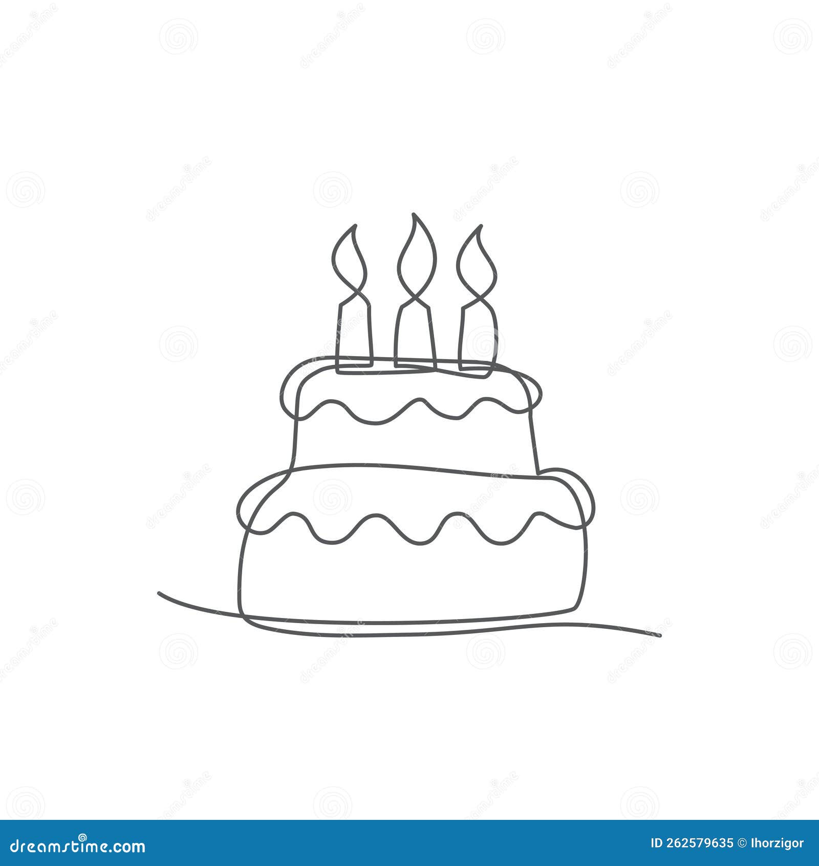 Cake One Line Drawing on White Background Stock Illustration