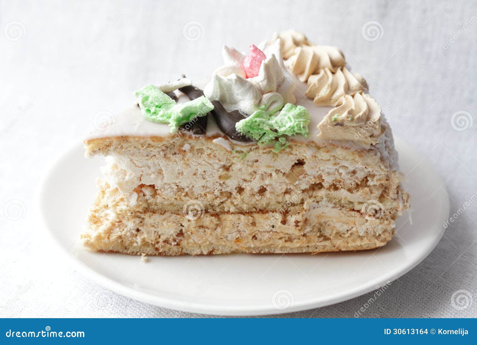 Cake on the plate stock photo. Image of selective, icing 30613164