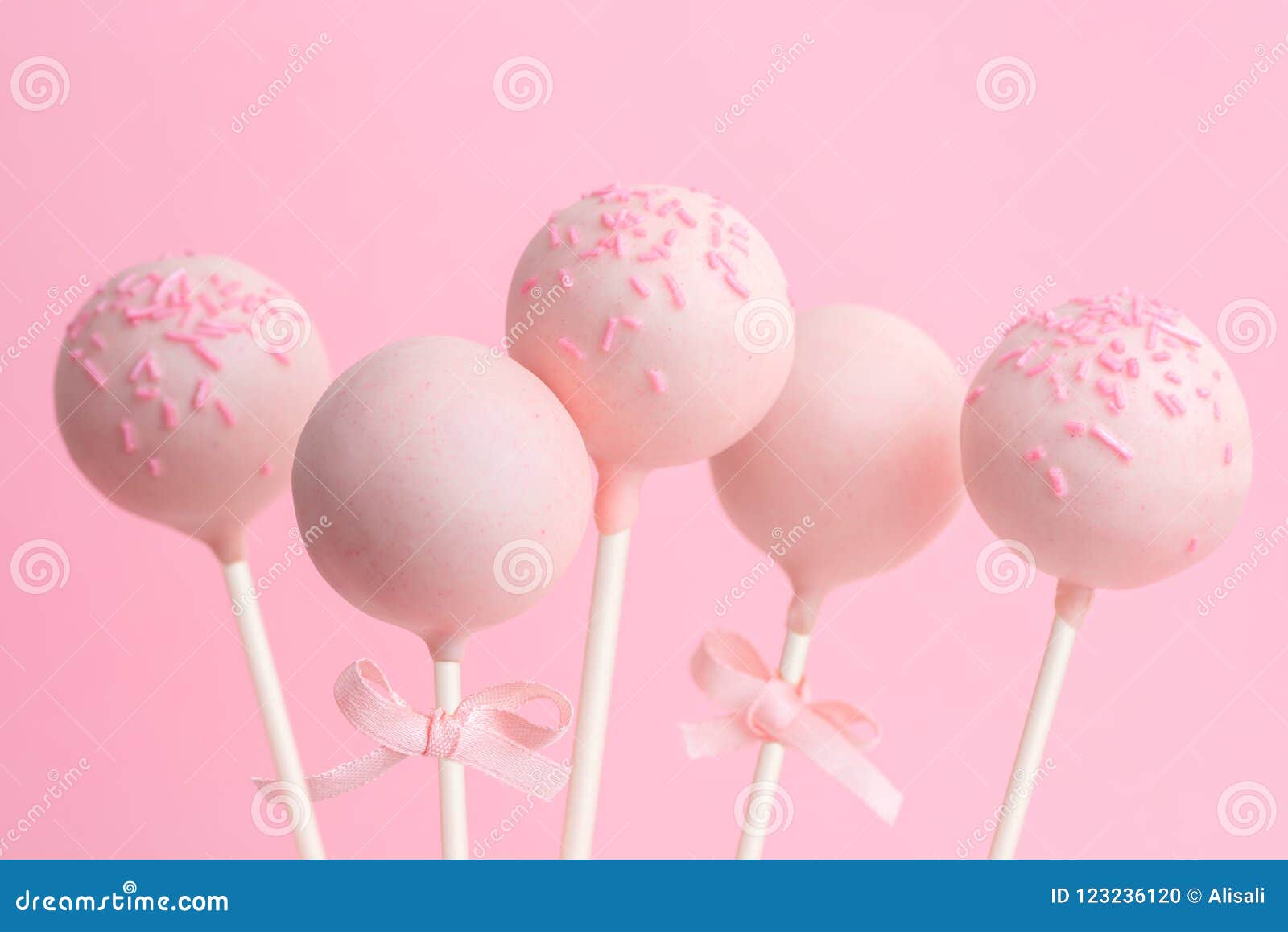 cake pops over pink background, concept of valentines day
