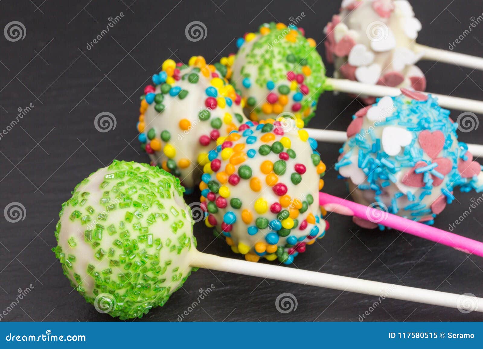 Cake pops with sprinkles stock image. Image of sweet 117580515