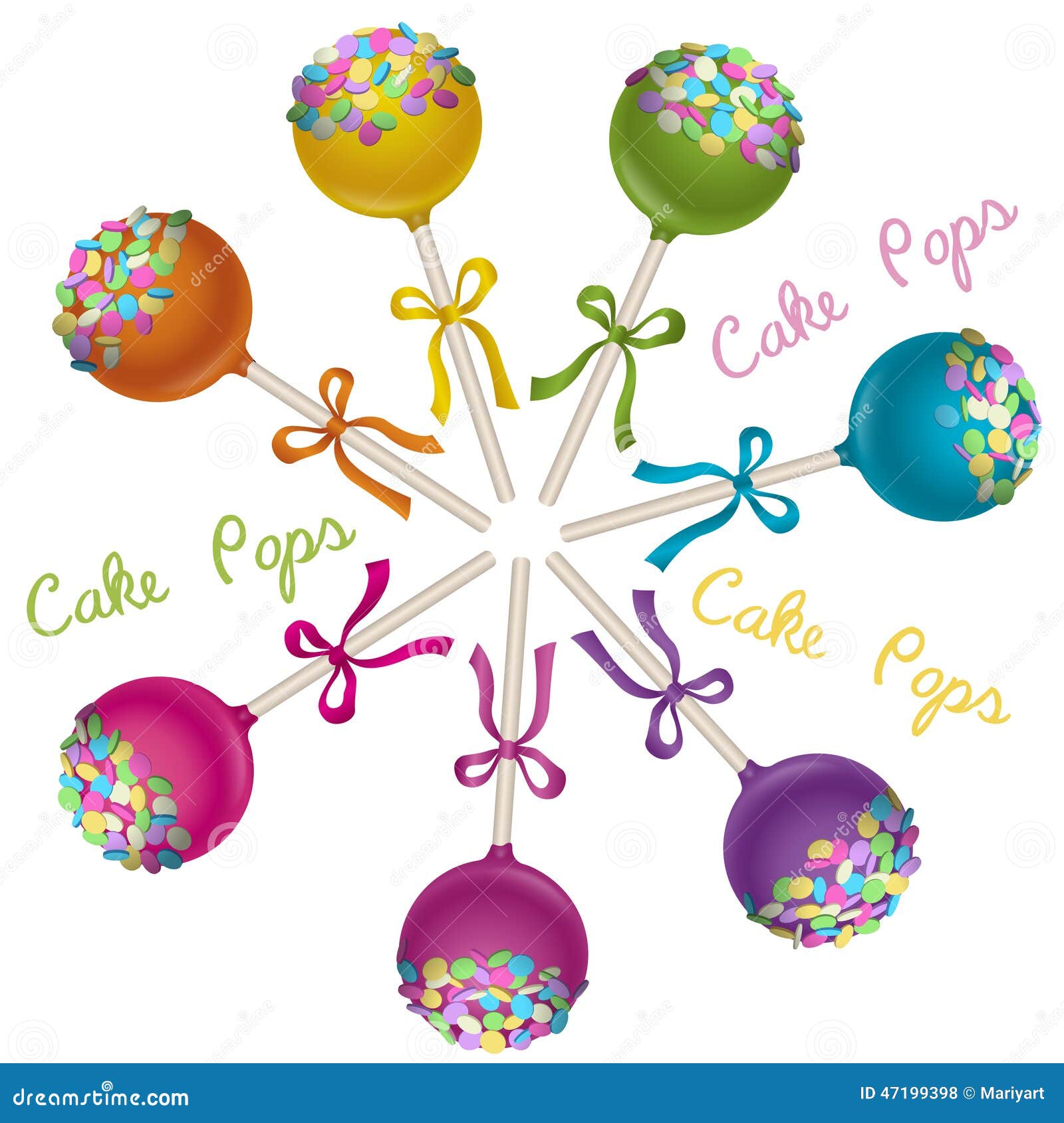 Cake Pops Letterig Seamless Pattern Cartoon Vector