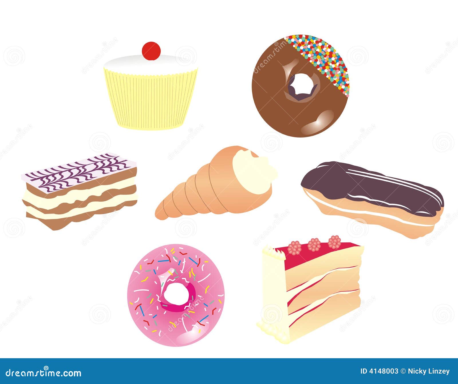 Cake selection stock vector. Illustration of colour, coloring 4148003