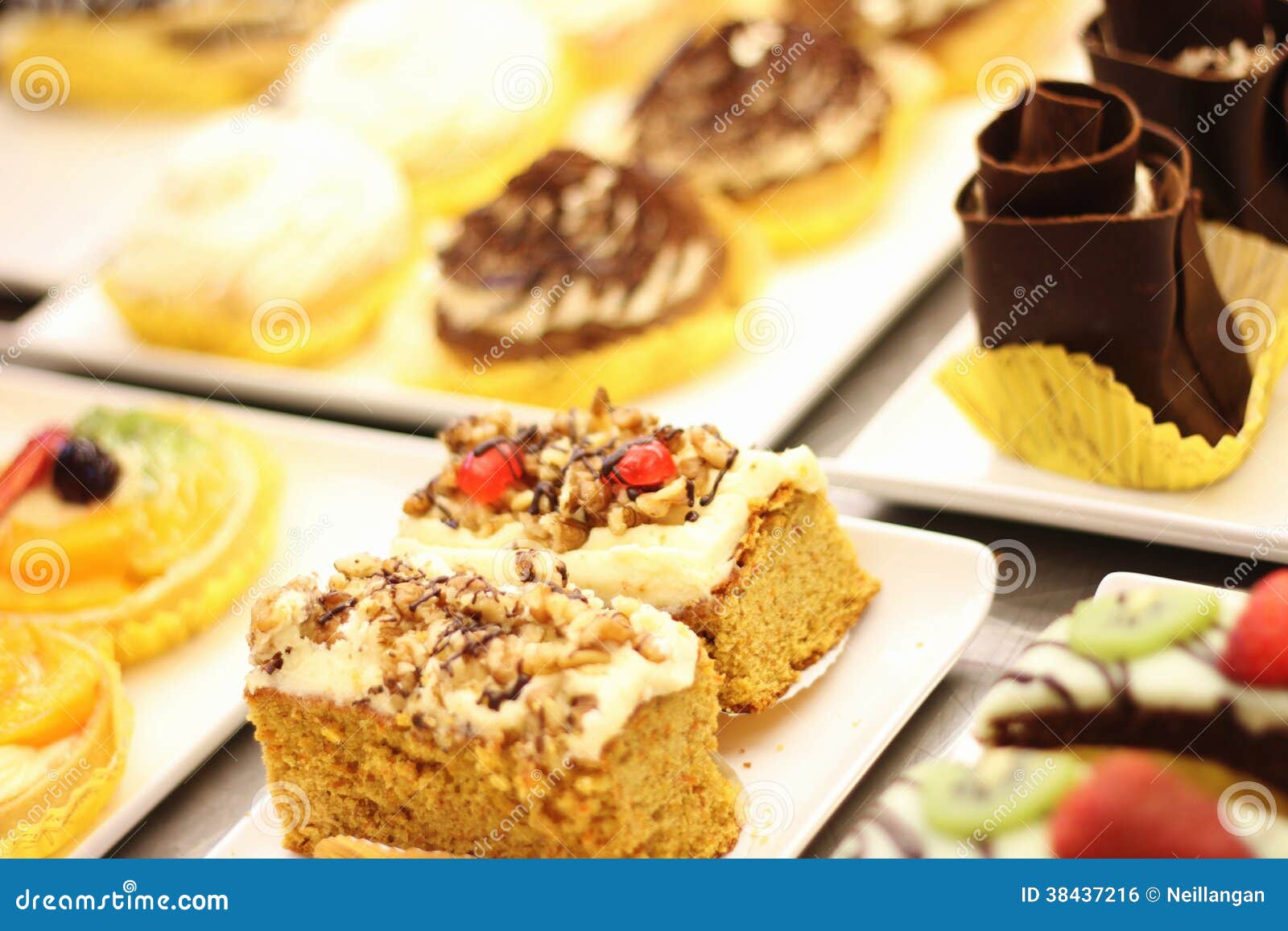 Cake selection on display stock photo. Image of cake 38437216