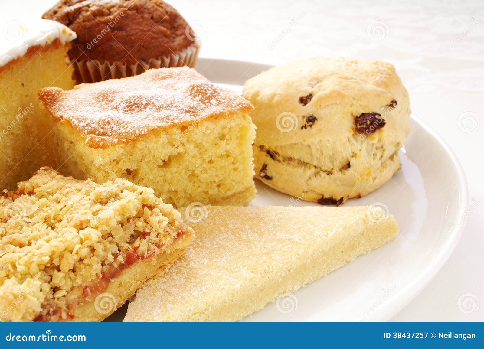 Cake Selection on White Platter Stock Image Image of flapjack, pastry