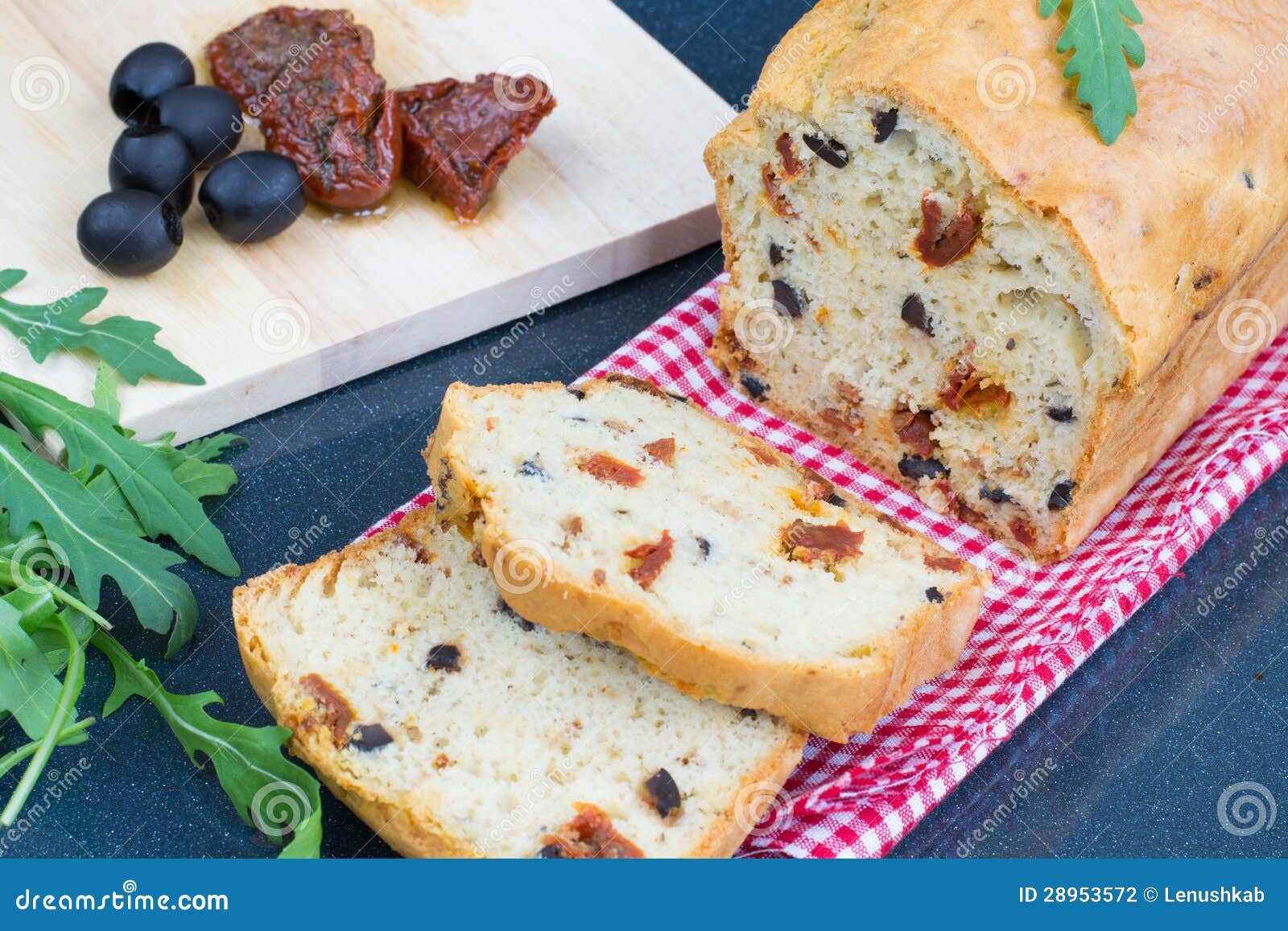 Cake with Sundried Tomatoes and Black Olives Stock Photo Image of