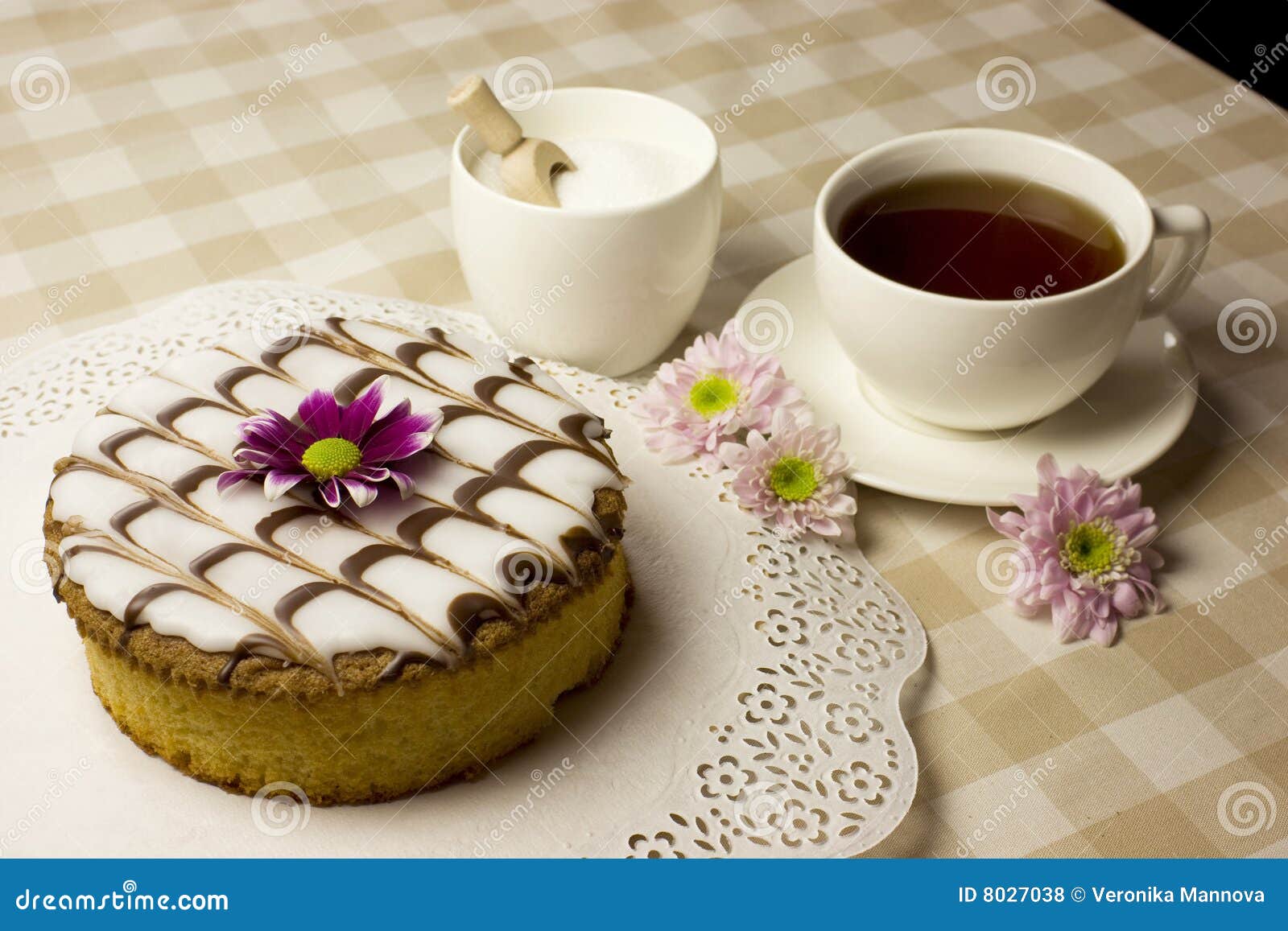 Cake and tea stock photo. Image of food, sweet, squares 8027038
