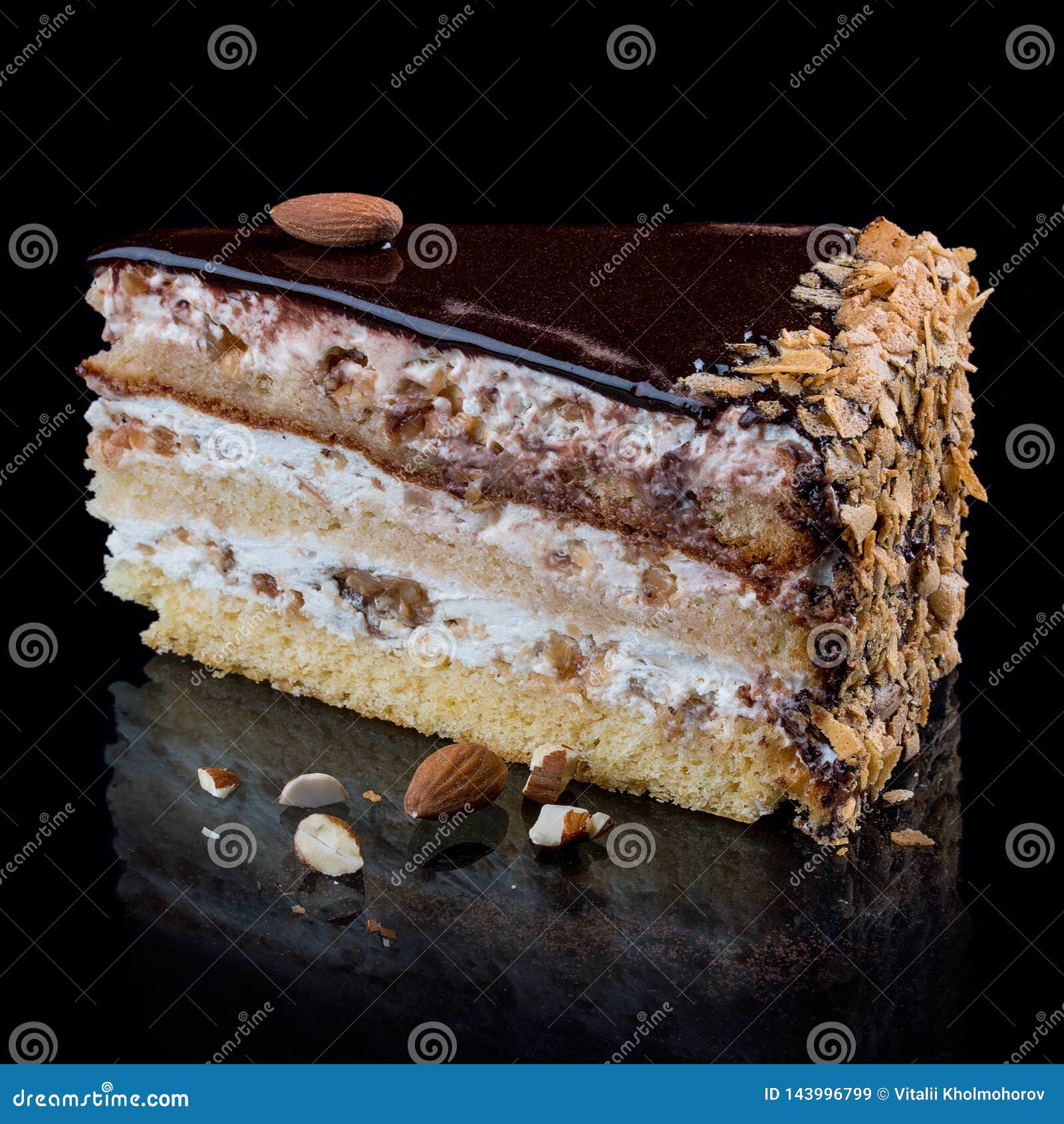 Cake with Three Types of Caramel Nuts Stock Image Image of chocolate