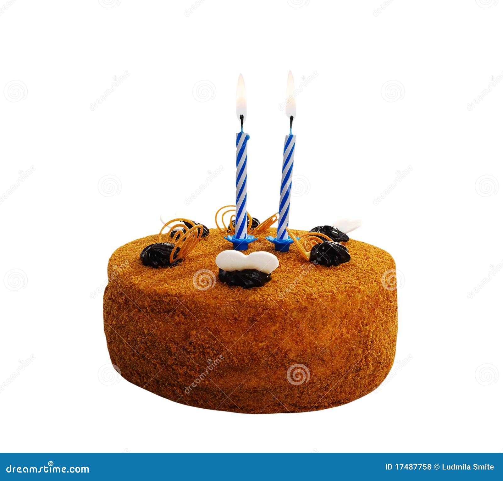 Cake with two candles. stock photo. Image of decoration 17487758