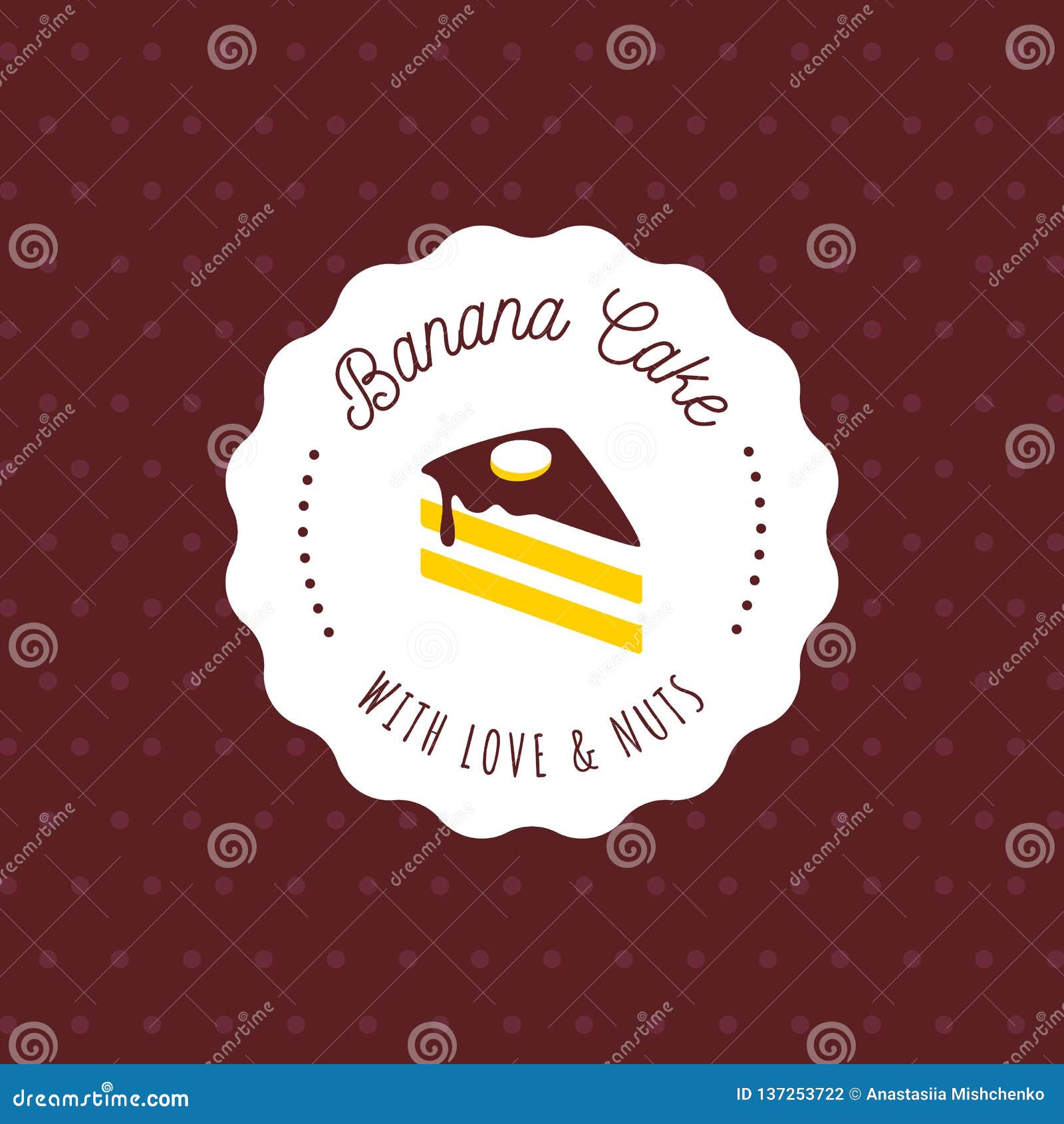 Cake Vector Logo in Vintage Style. Dessert Illustration. Bakery For Dessert Labels Template