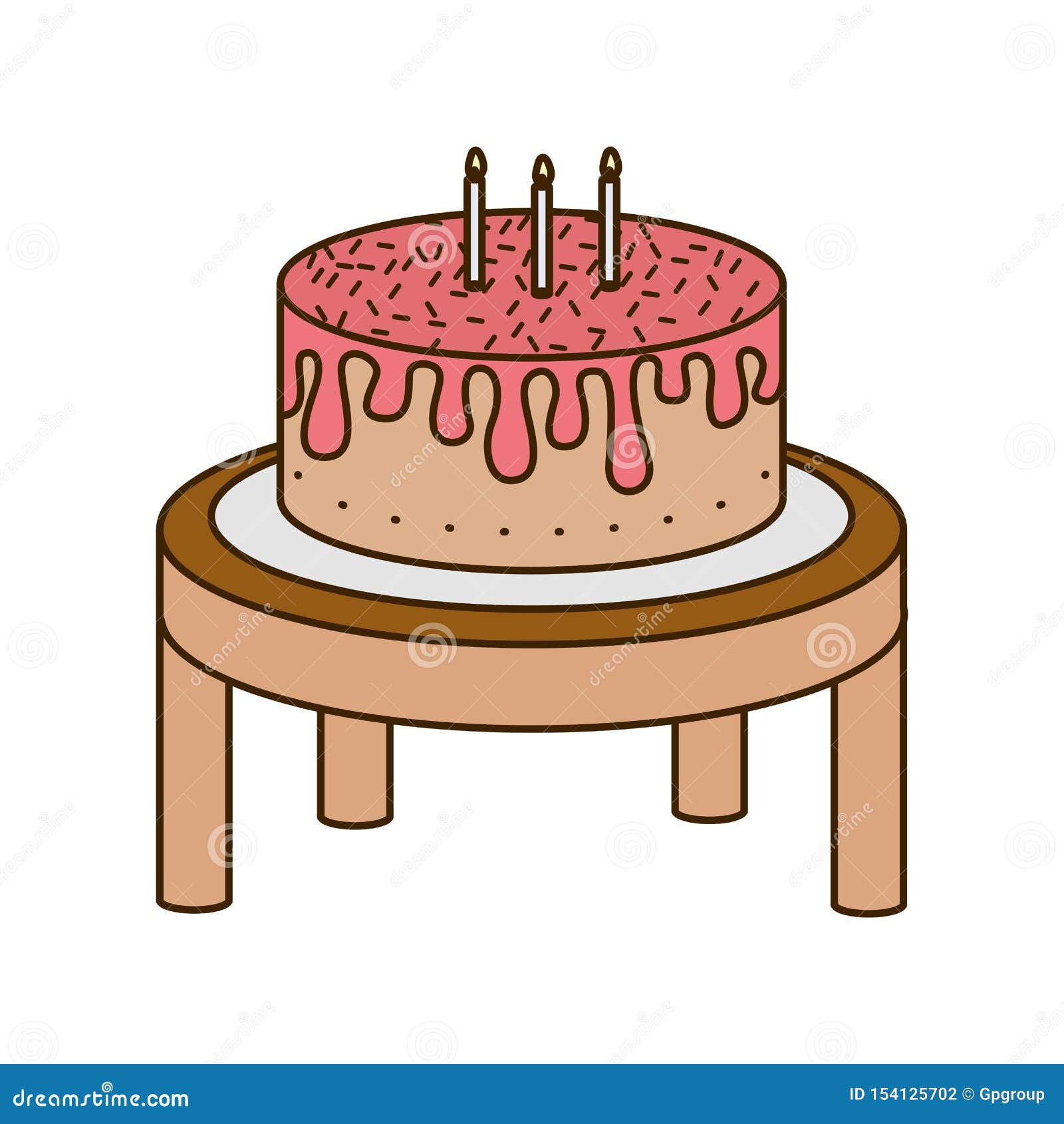 Cake On Wooden Table Of Happy Birthday Stock Vector - Illustration Of Cake, Decorative: 154125702