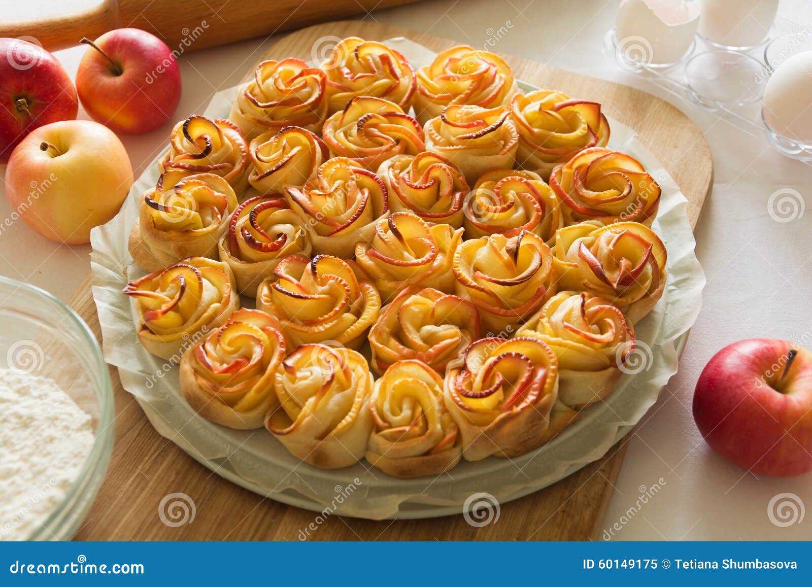 Cakes Apple Roses stock image. Image of pastry, dough 60149175