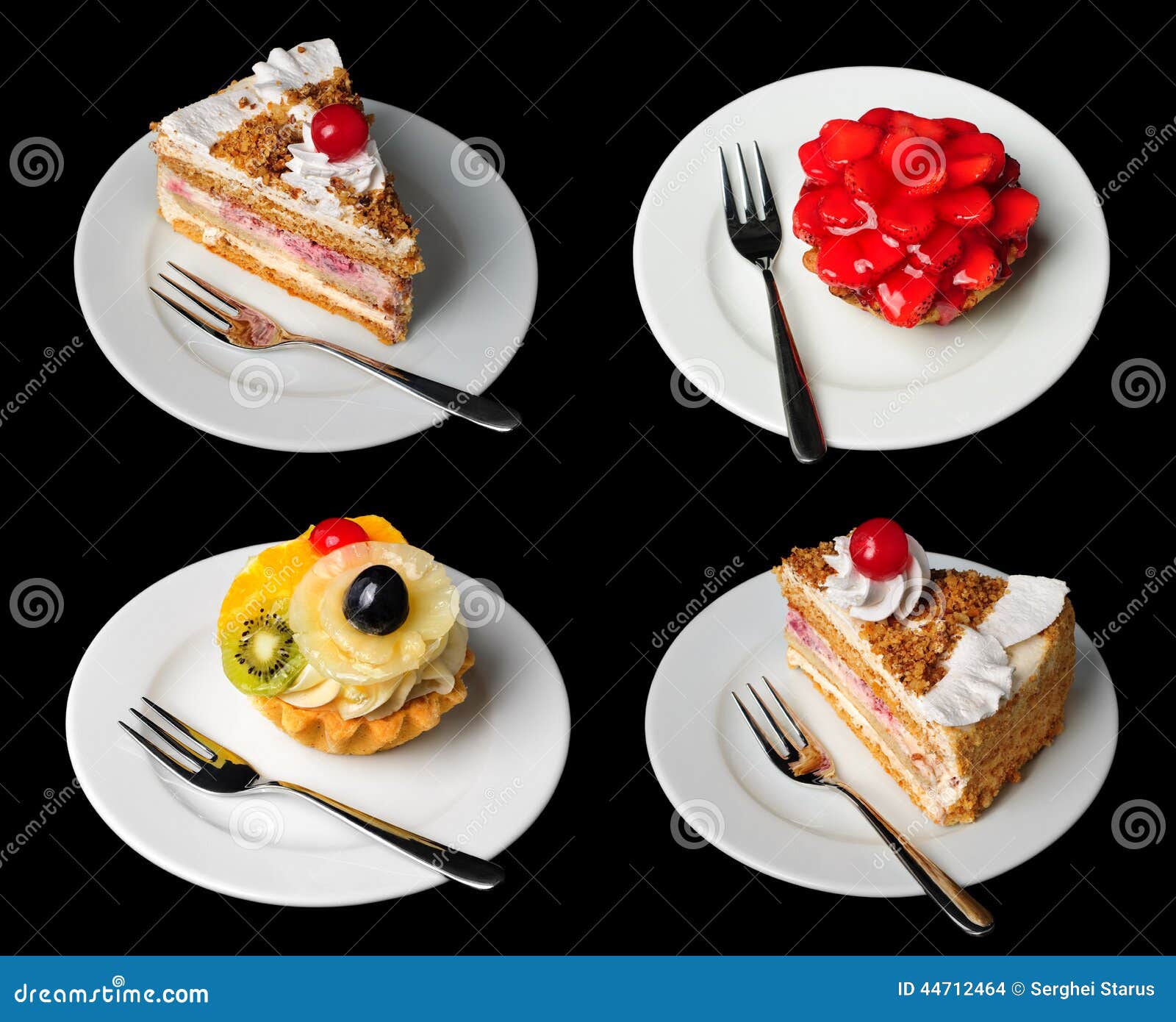 Cakes isolated on black stock photo. Image of cutout 44712464