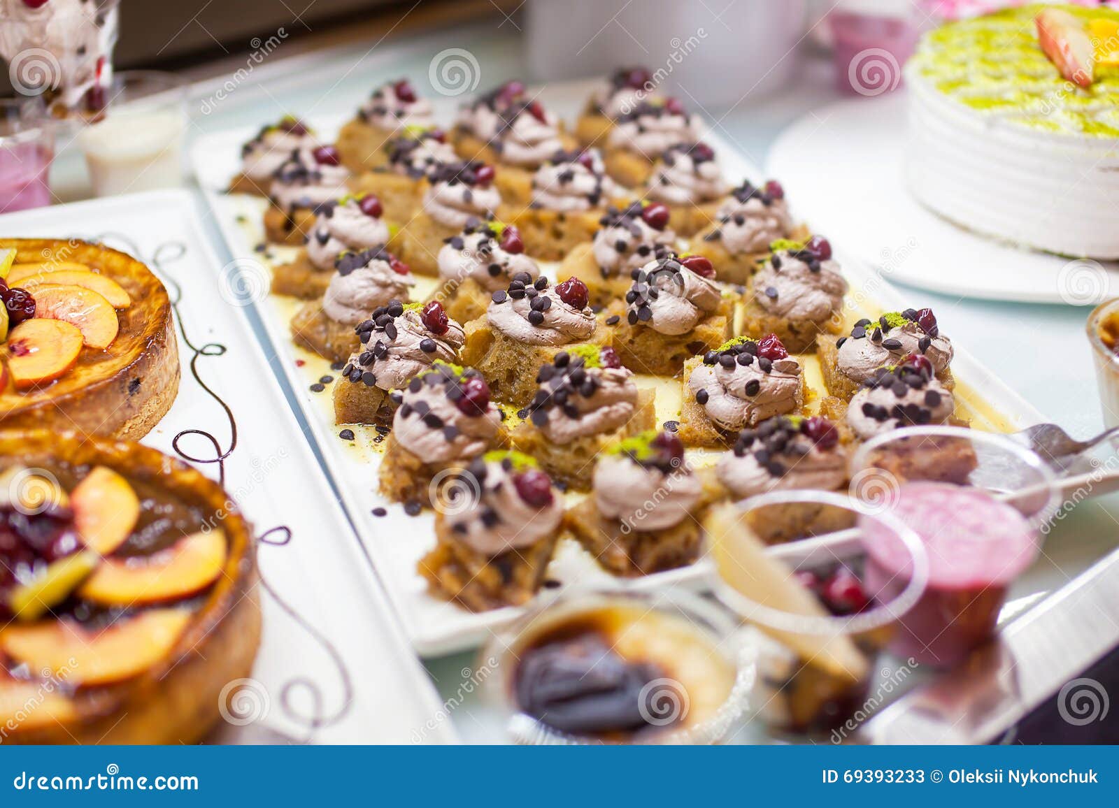 Cakes and Pastries on Buffet Table Stock Image Image of delicious