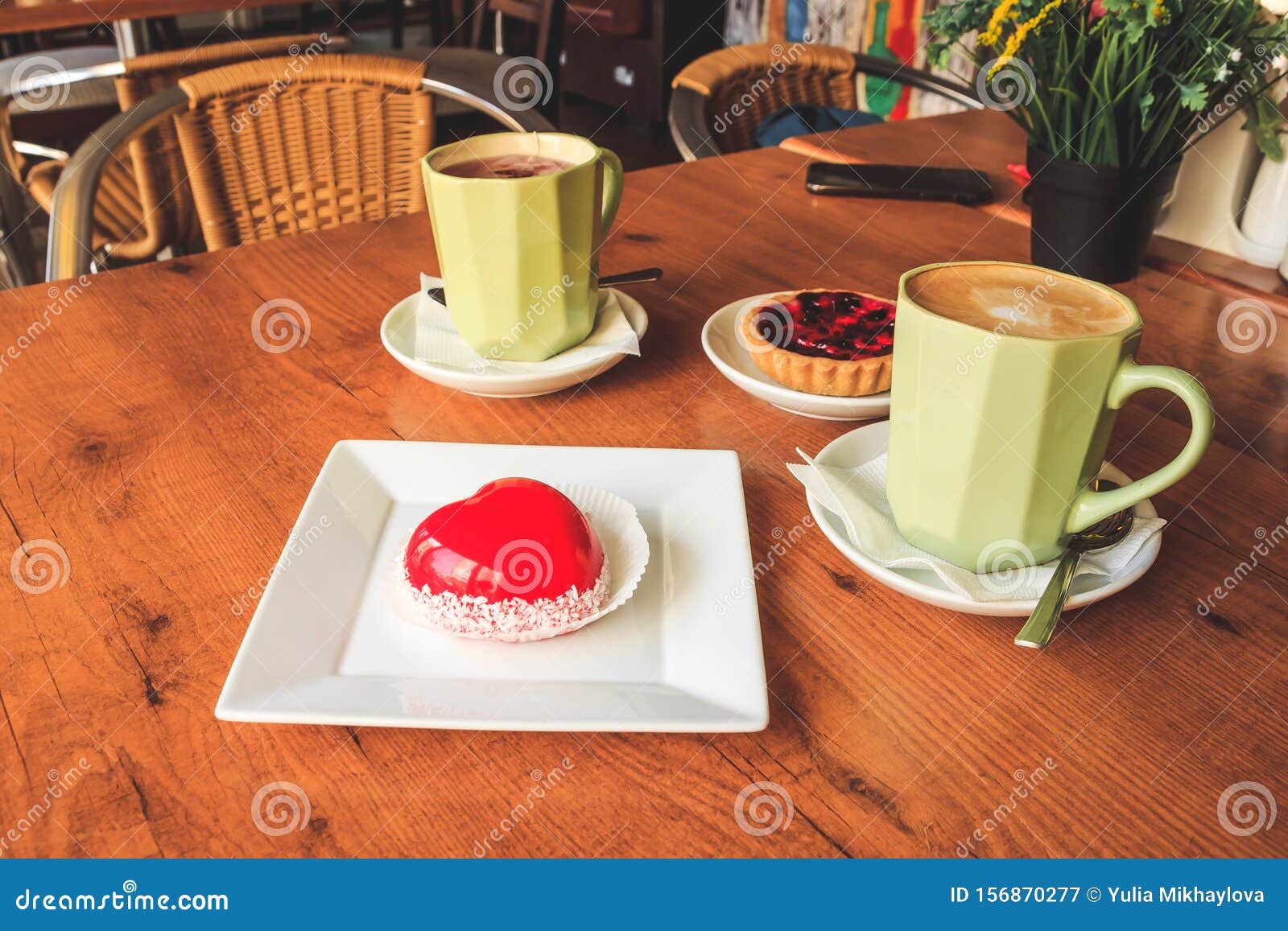 Cakes, Tea and Coffee in Coffee Shop Stock Image Image of breakfast