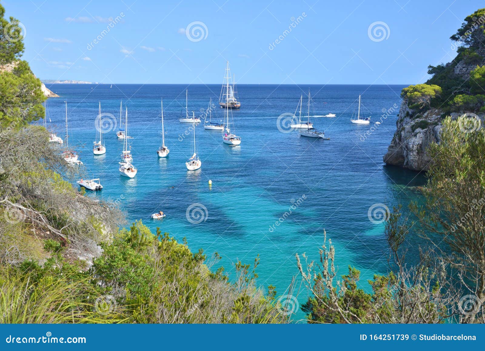 cala macarelleta bay on menorca island