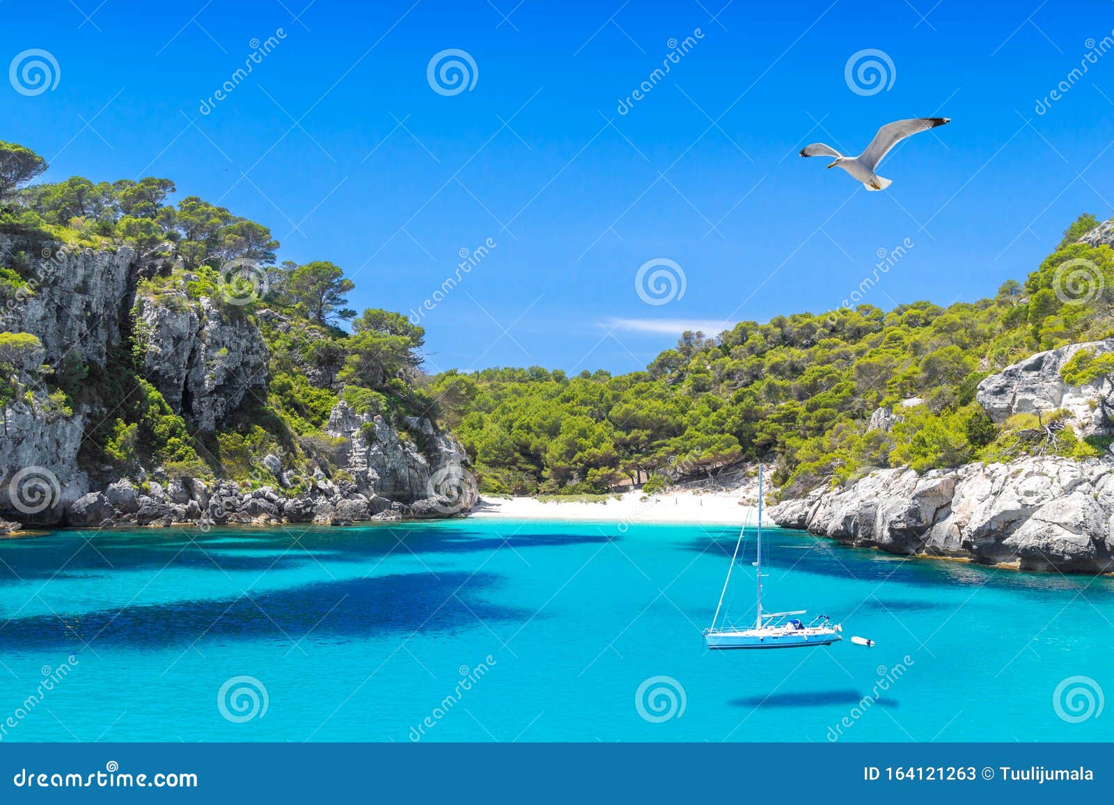 cala macarelleta beach of menorca island