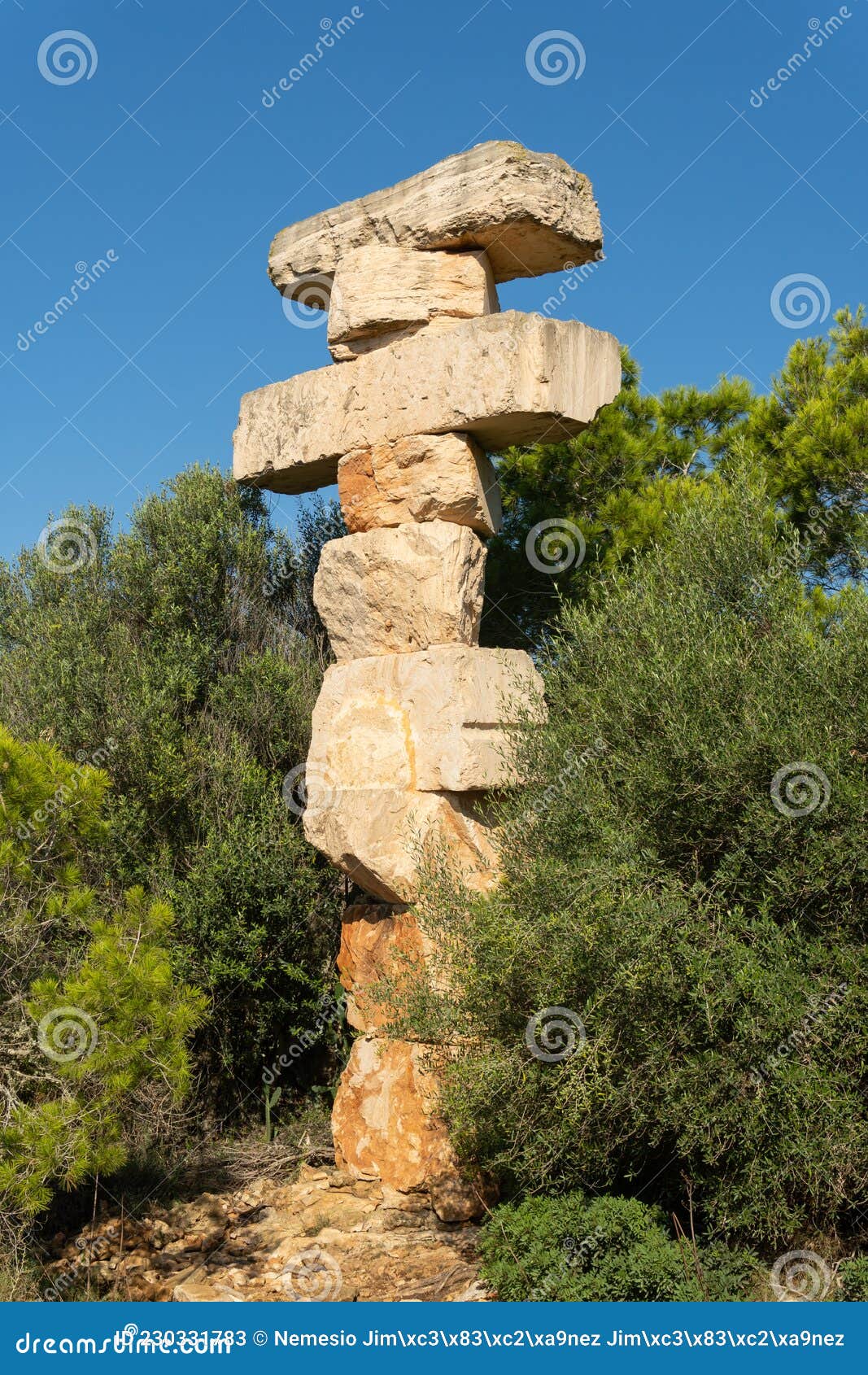 monolith of superimposed stones in mallorca