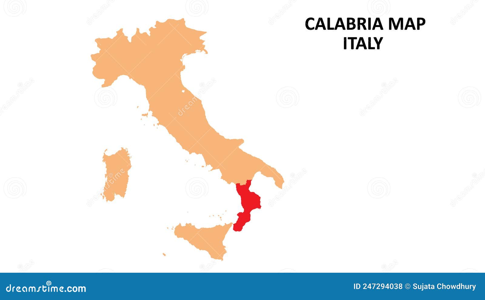 Calabria Regions Map Highlighted on Italy Map Stock Vector