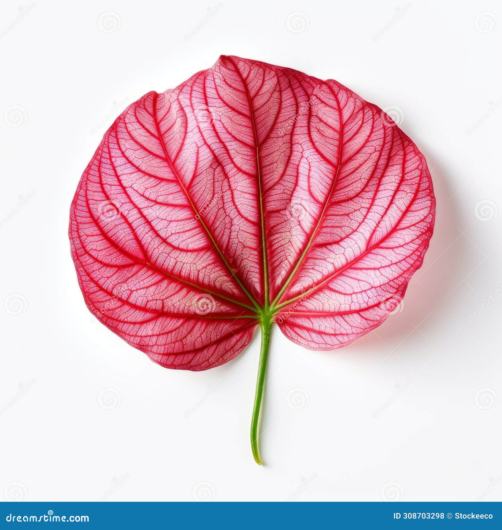caladium leaf: photorealistic red leaf on white background