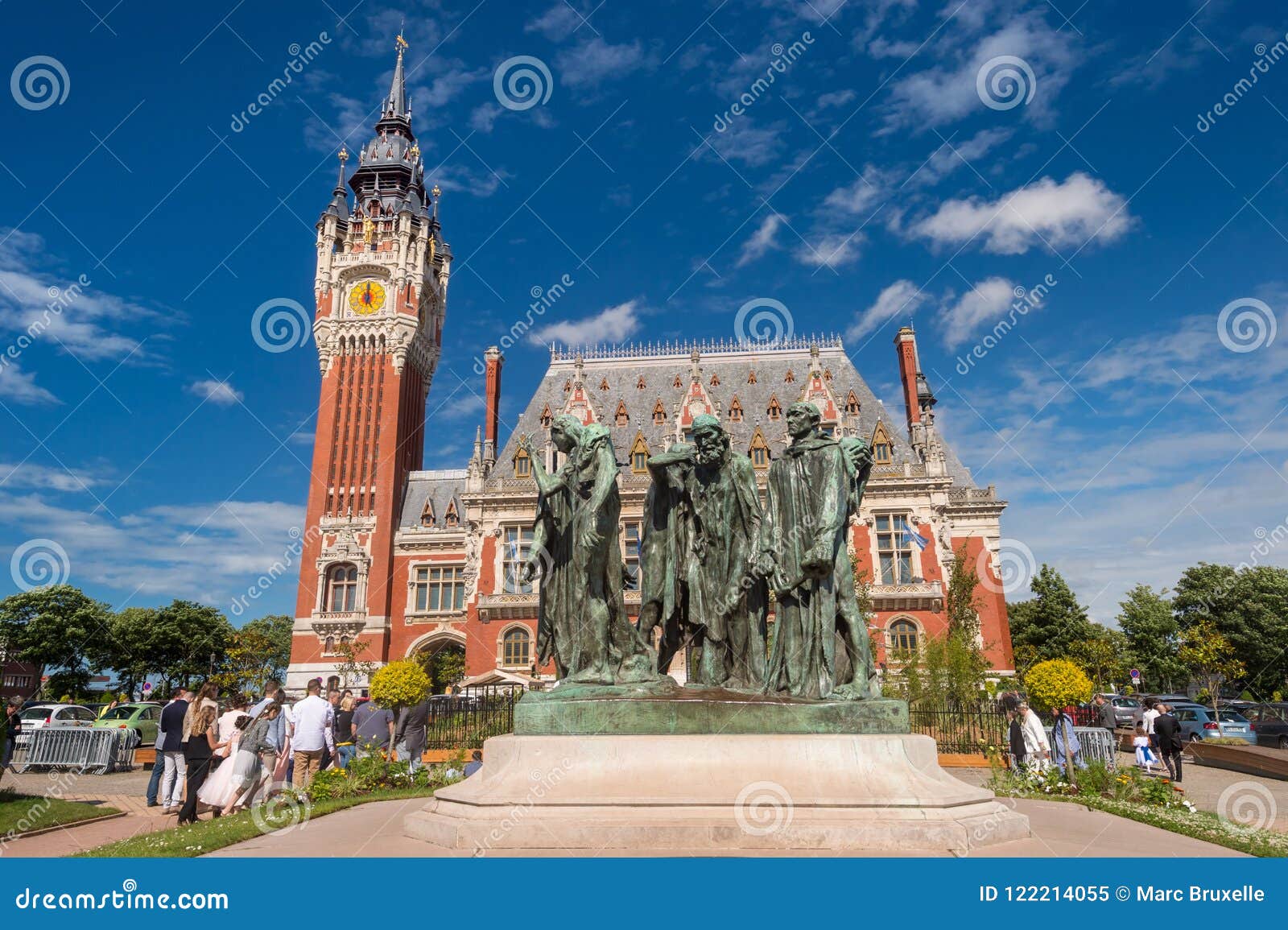 Calais Flemish and Neo-Renaissance City Hall and 6 Bourgeois Sculpture ...