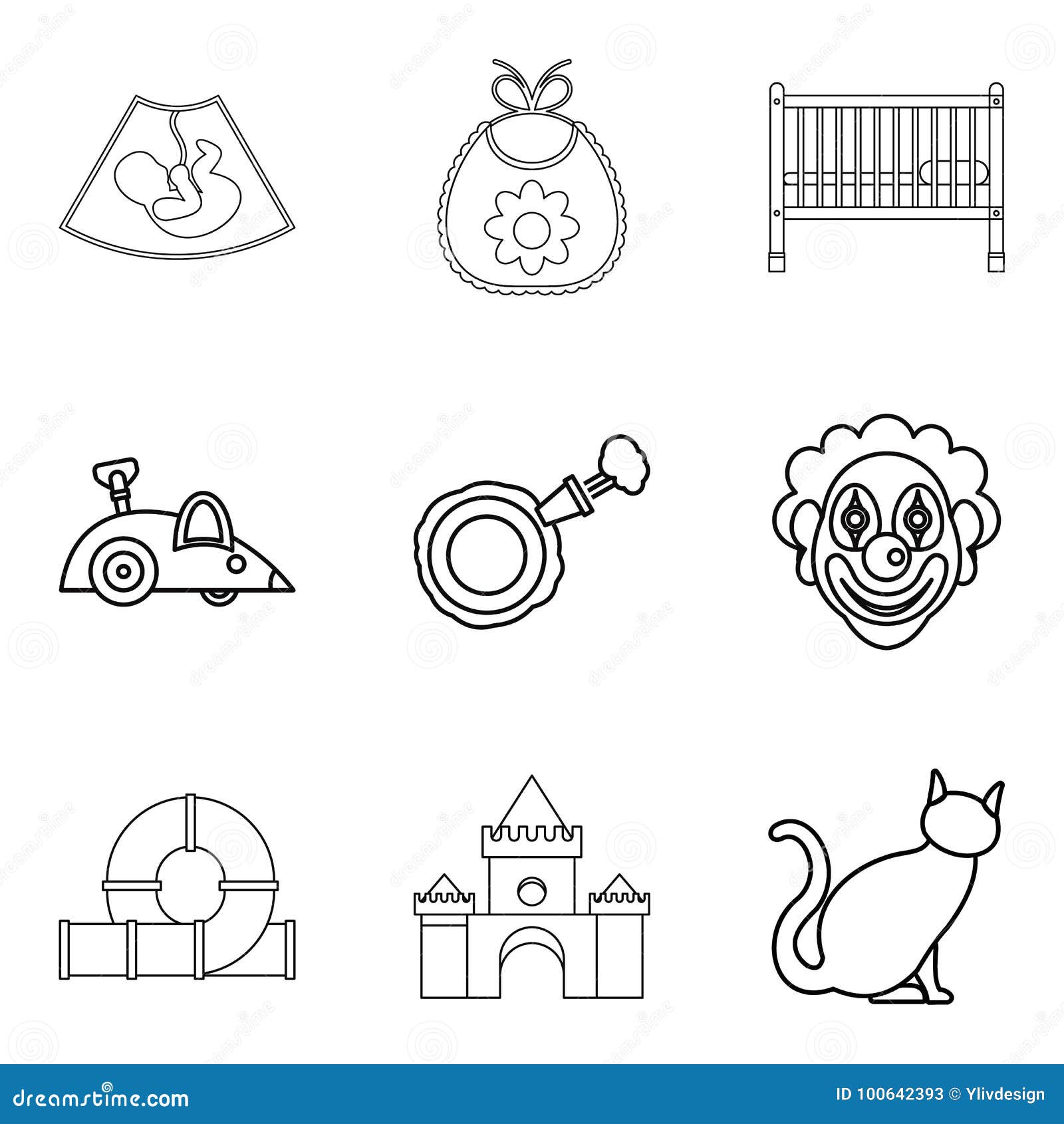 calash icons set, outline style