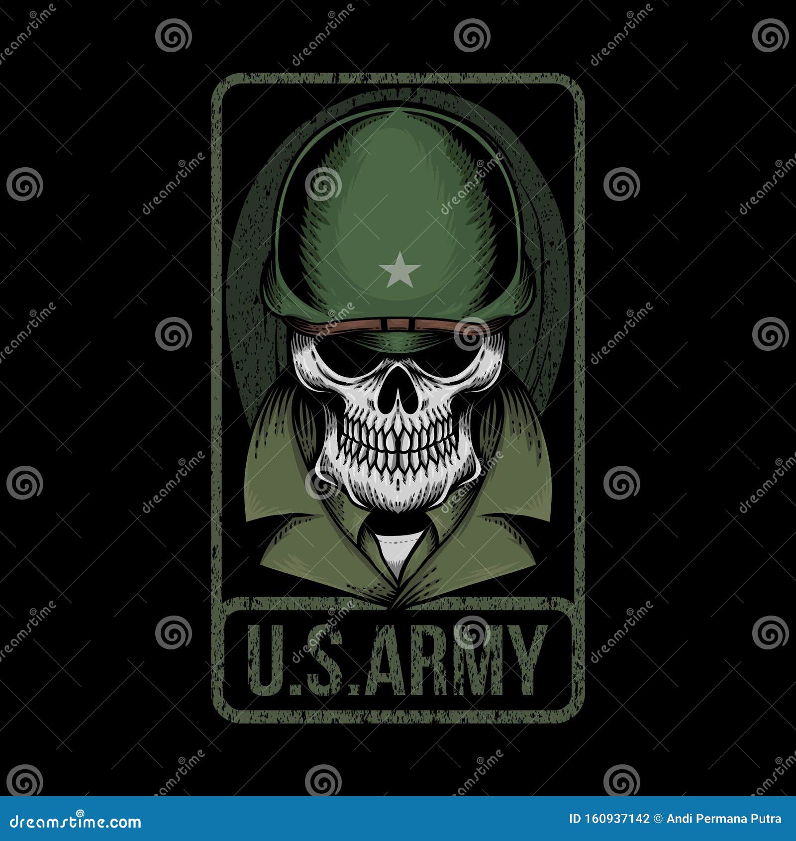 Calavera U Ilustración Vectorial Del Ejército S Ilustración del Vector -  Ilustración de combate, muerte: 160937142