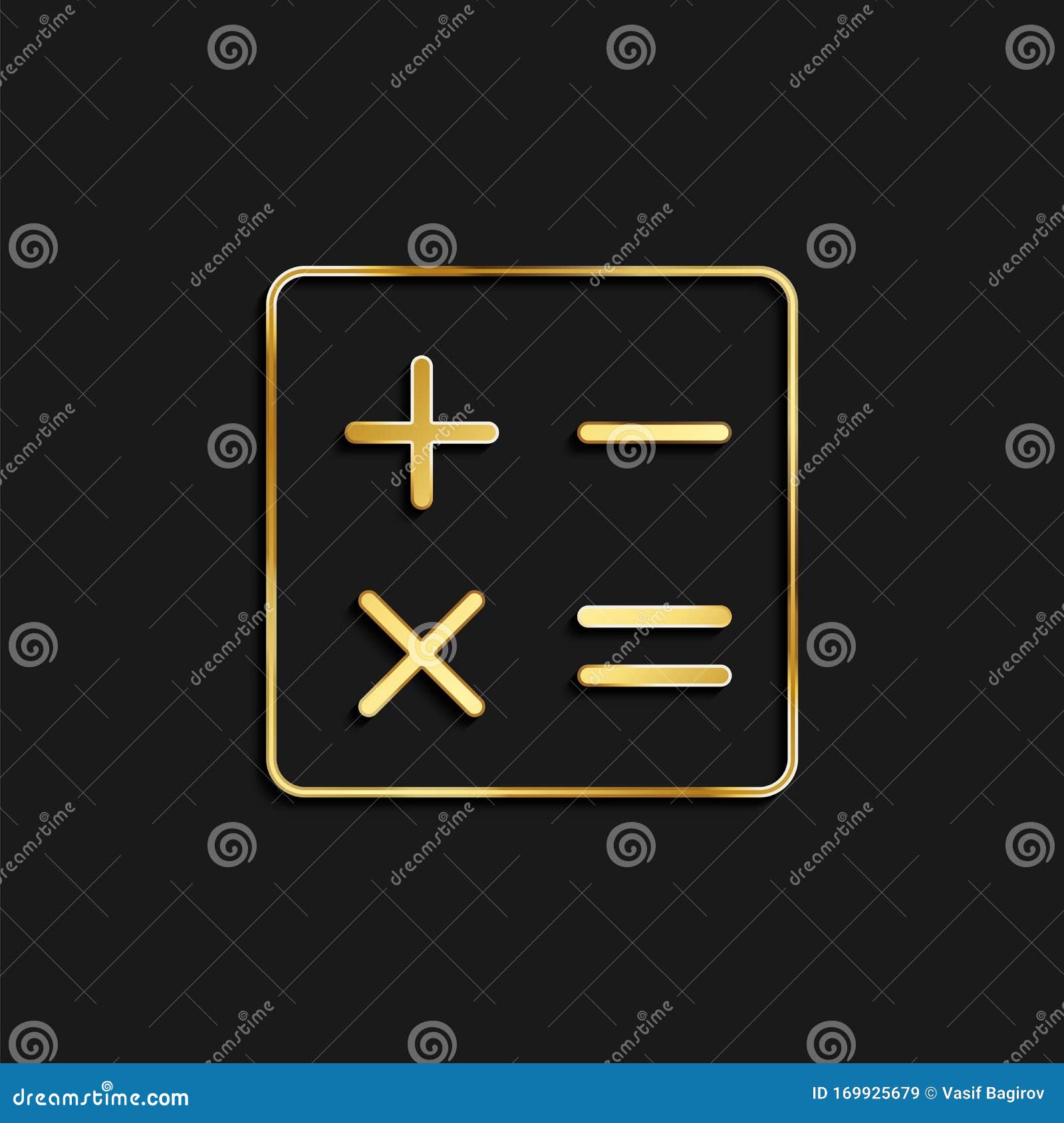 calc, calculator, math gold icon.   of golden particle background