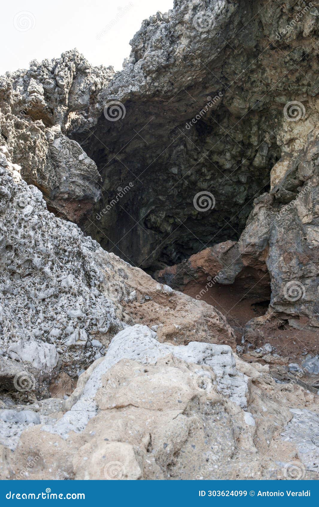a calcareous cave on the beach.