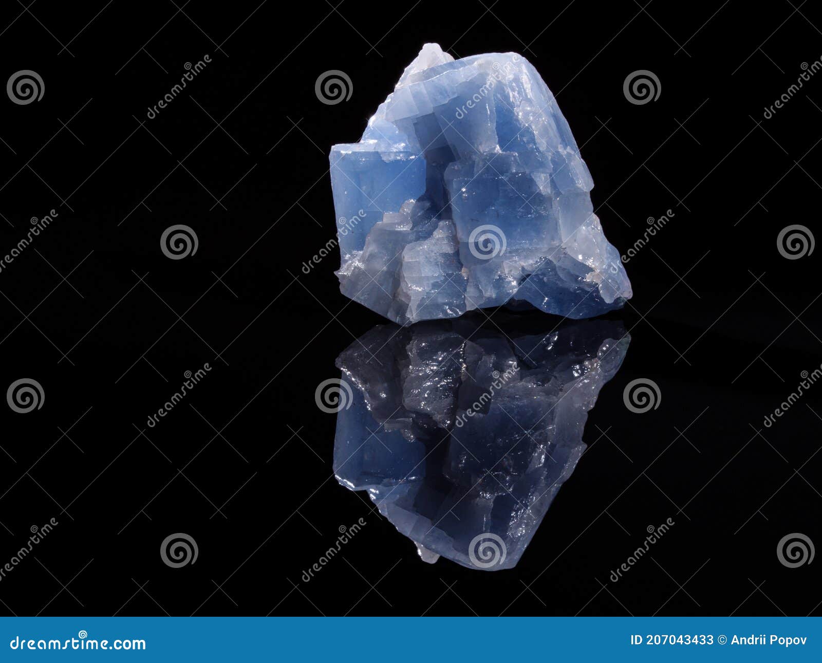 calcite blue close-up. black background. macro image.