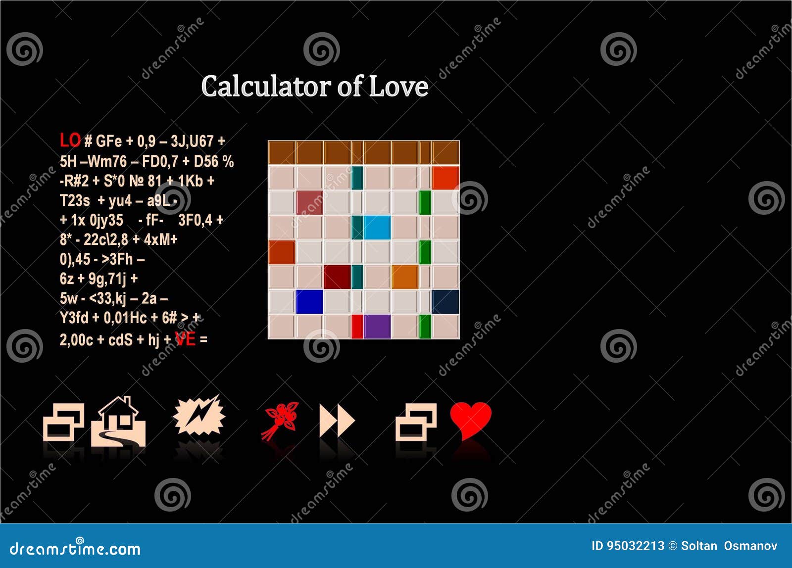 Calculadora do amor ilustração stock. Ilustração de jogo - 95032213