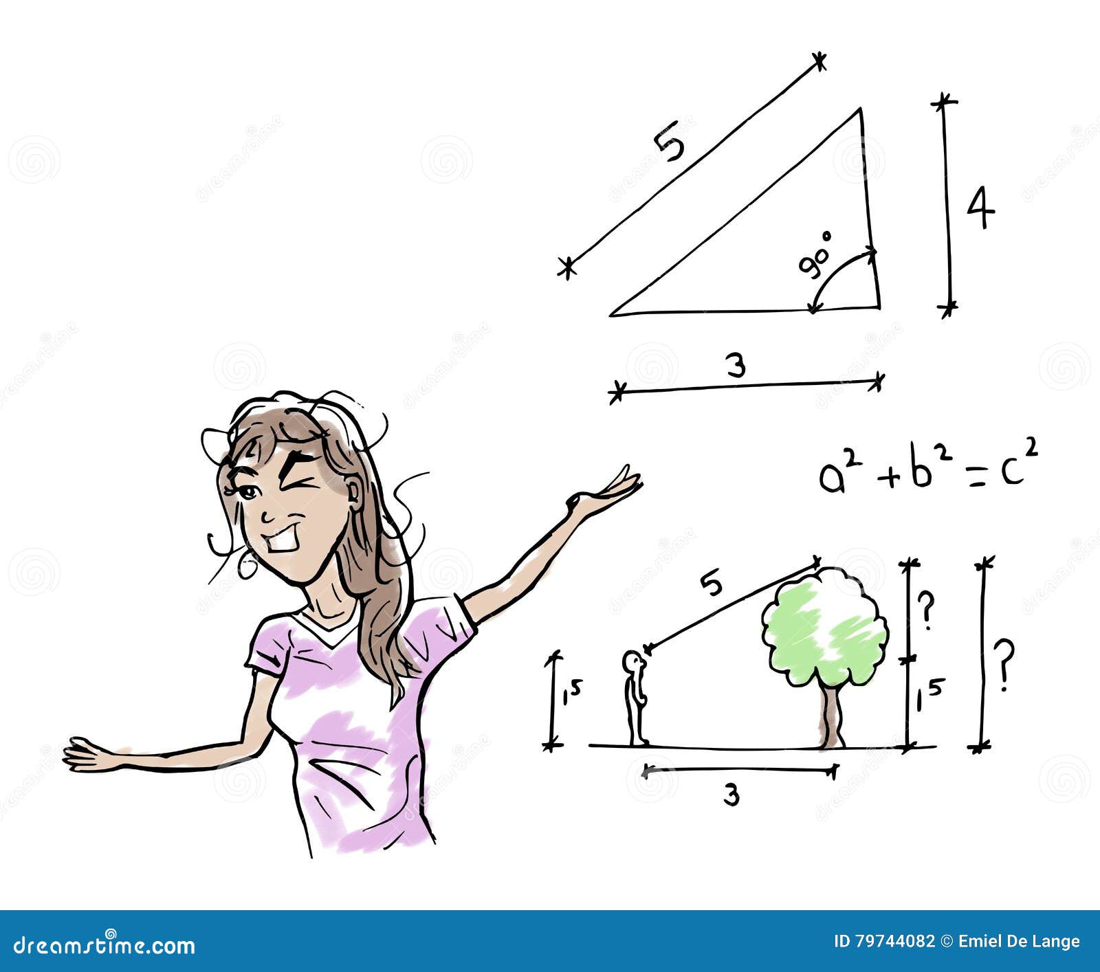 Calculate The Height Of A Tree Stock Illustration - Illustration