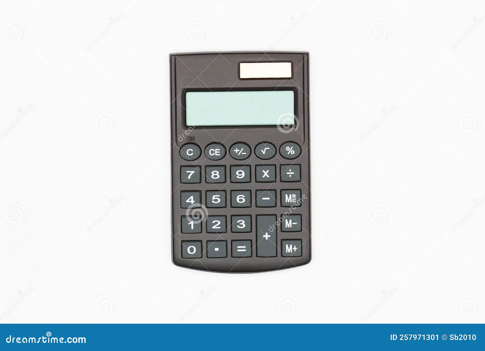 Calculator with Big Buttons with Empty Digital Screen on a White Background. Isolated. Solar