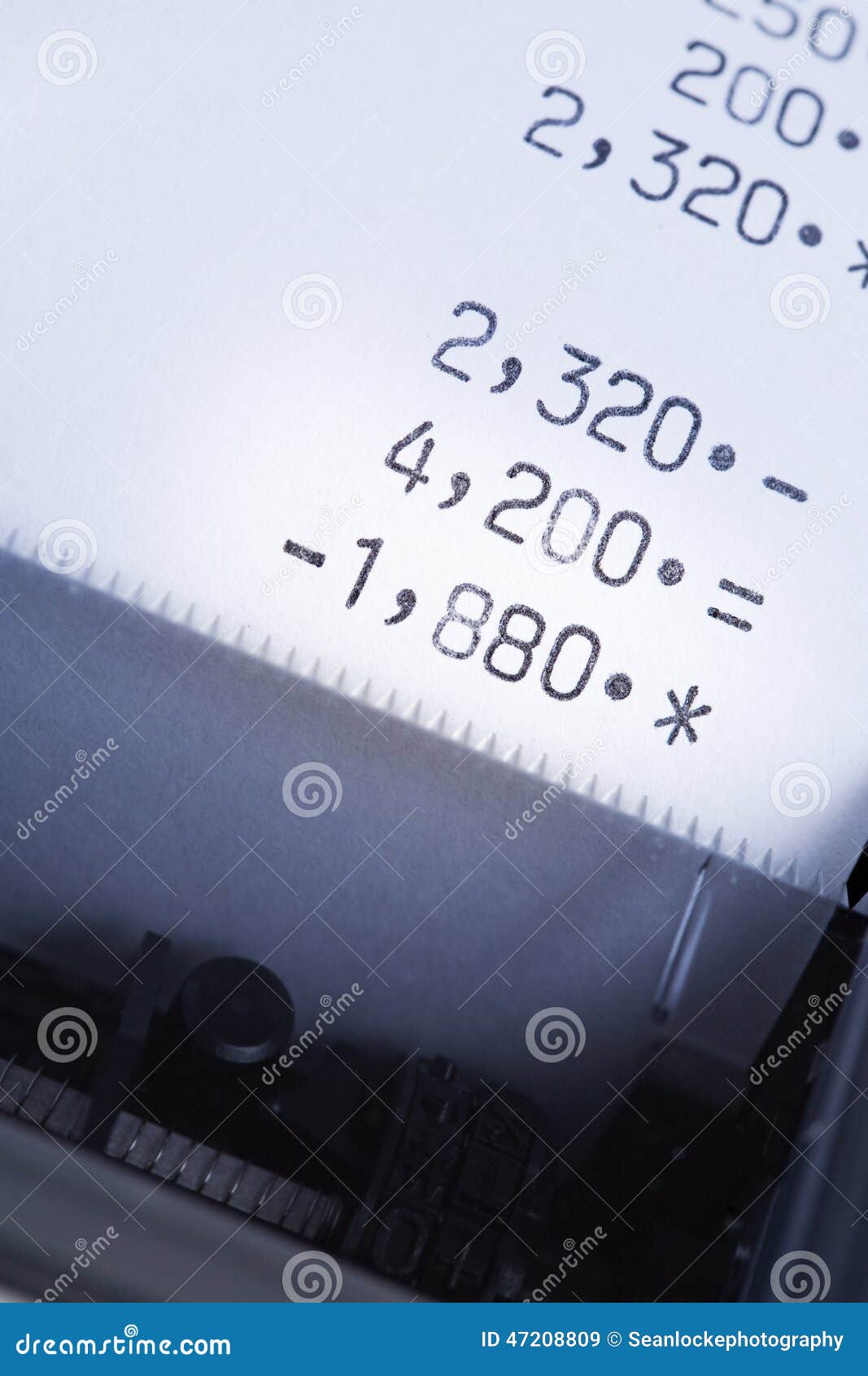 Calculator Calculation Result on Paper Tape Stock Image Image of
