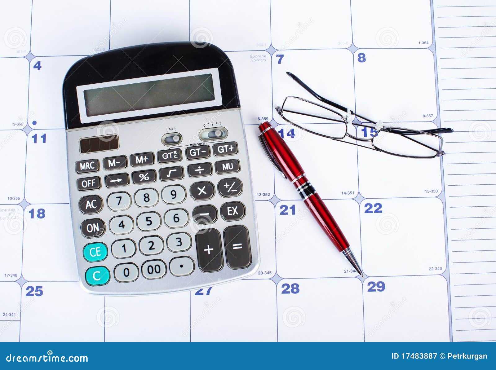 The Calculator And Calendar Stock Image - Image of business, portable ...