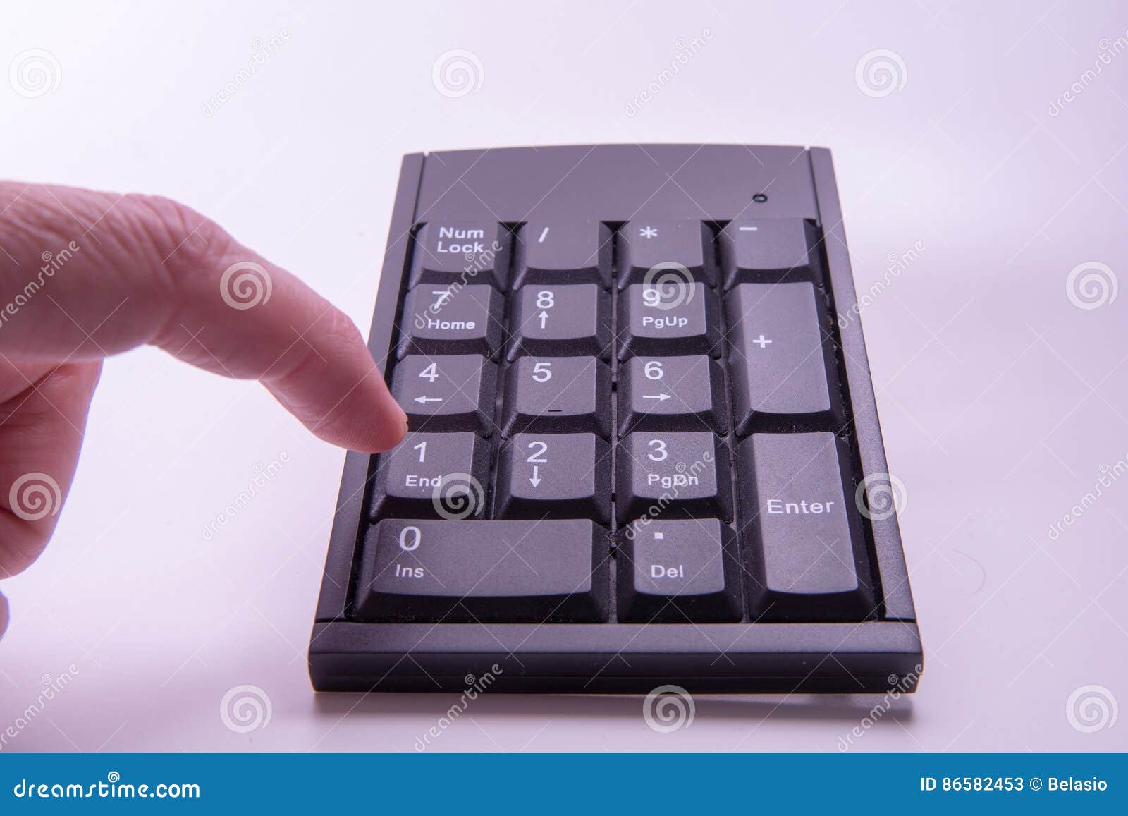 a calculator and a finger