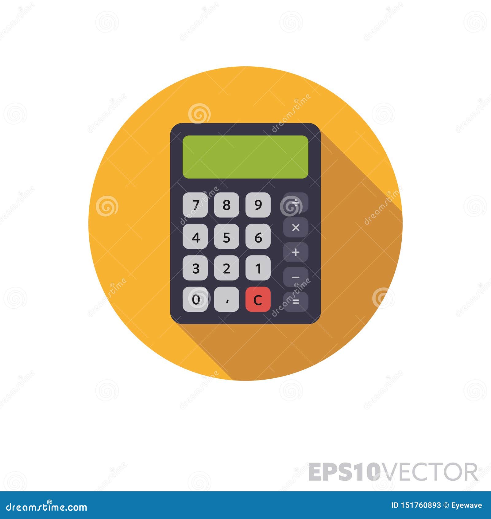 Calculator With Numbers Long Shadow Royalty Free Vector, 50% OFF