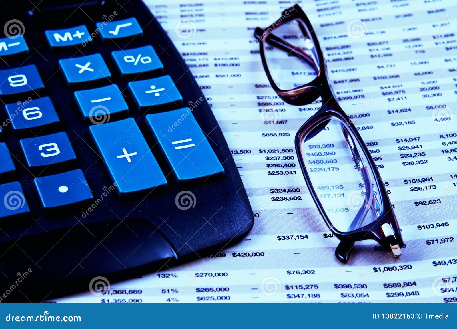 Calculator and Glasses on Top of Financial Paper Stock Image Image of calculator, cost 13022163