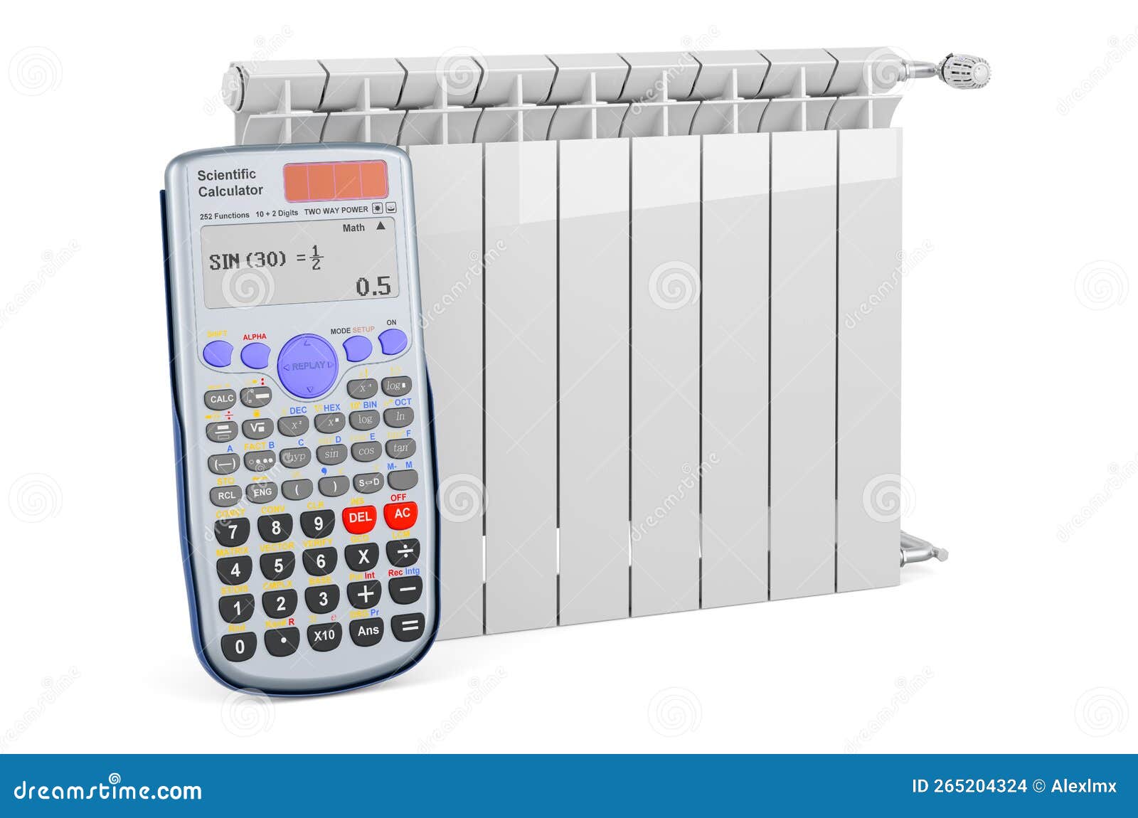 Calculator with Heating Radiator. Saving Energy Consumption Concept