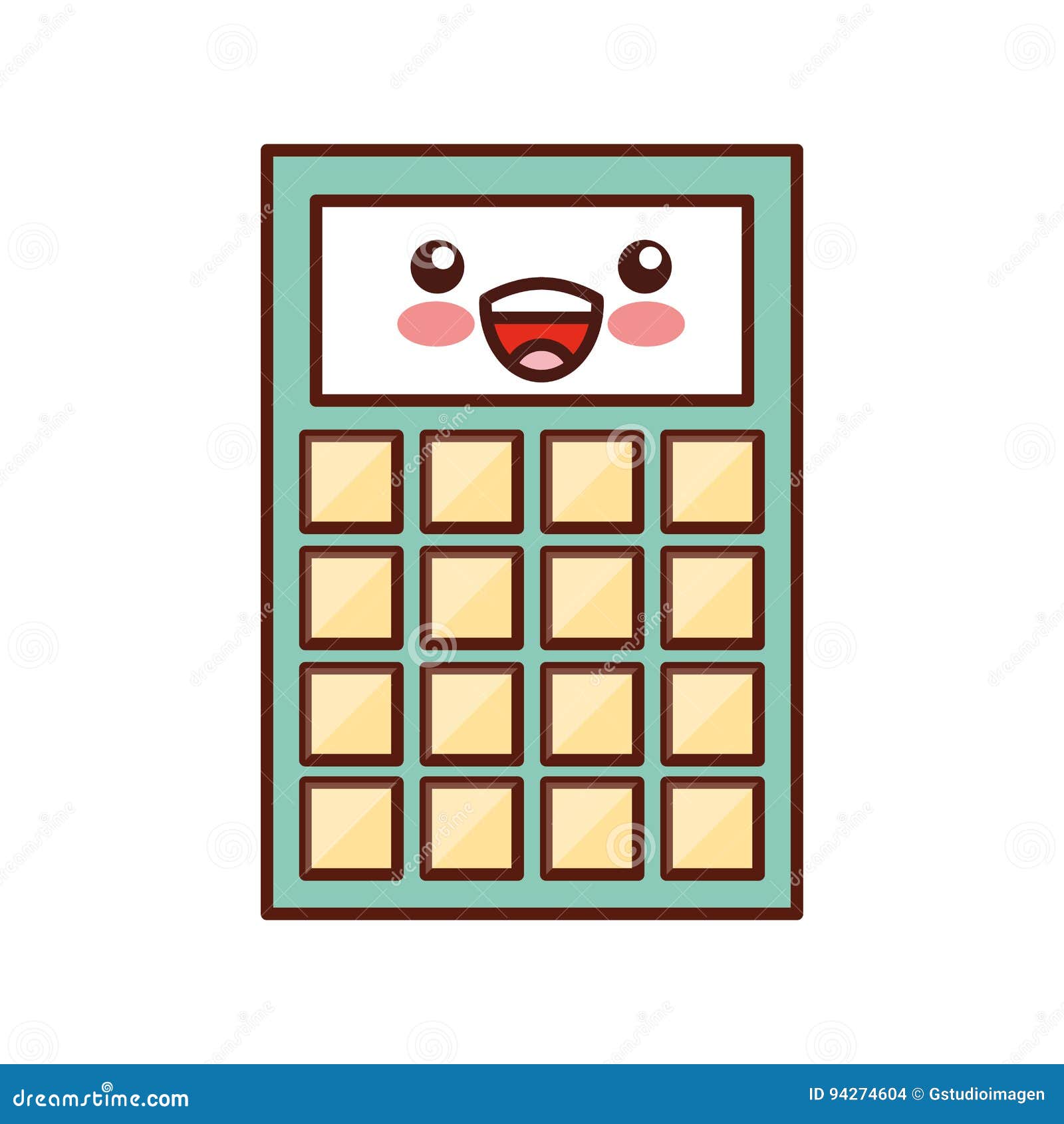 Calculator Math Kawaii Character Stock Vector Illustration of