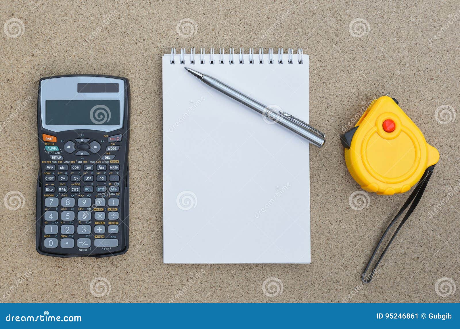 Calculator And Note And Measuring Tape Stock Image Image Of