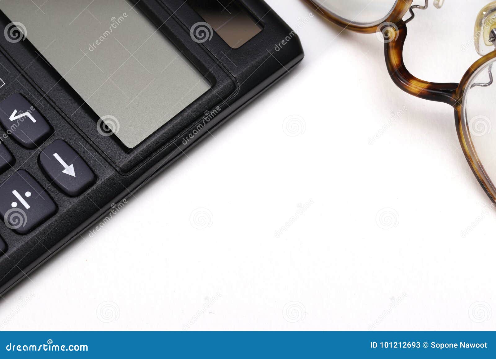 A Calculator and a Pair of Glasses Stock Image Image of place, technollogy 101212693