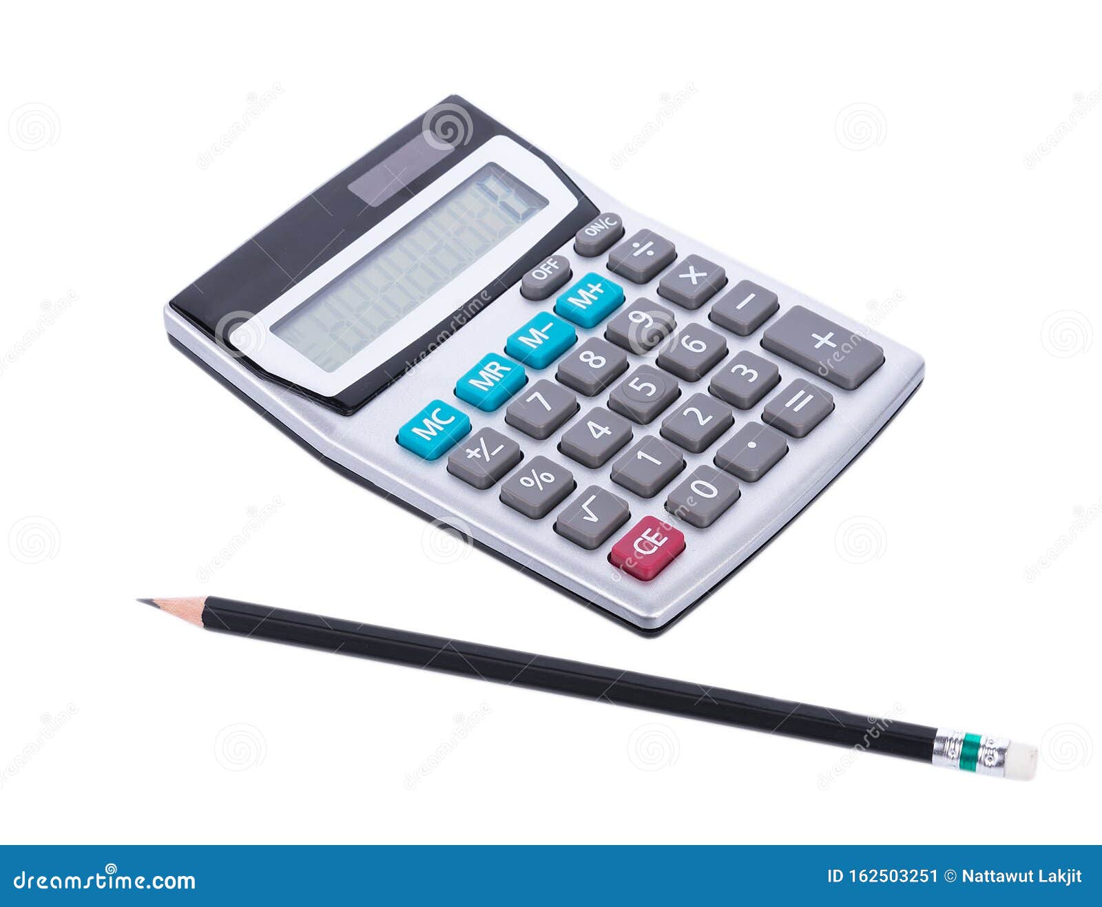 Calculator And Pencil Isolated On White Background Stock Image Image
