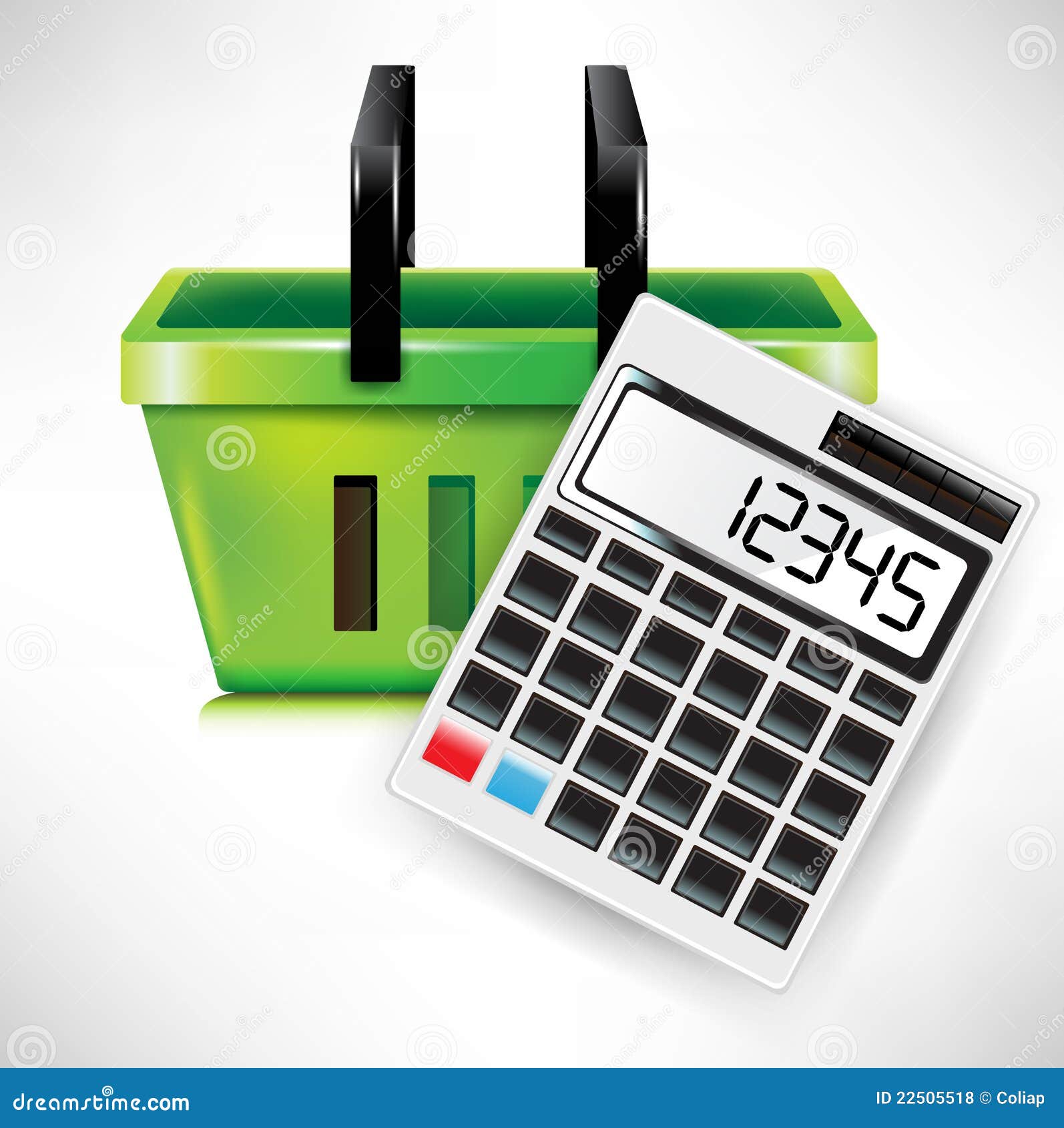 Calculator and Shopping Basket Stock Vector Illustration of finance