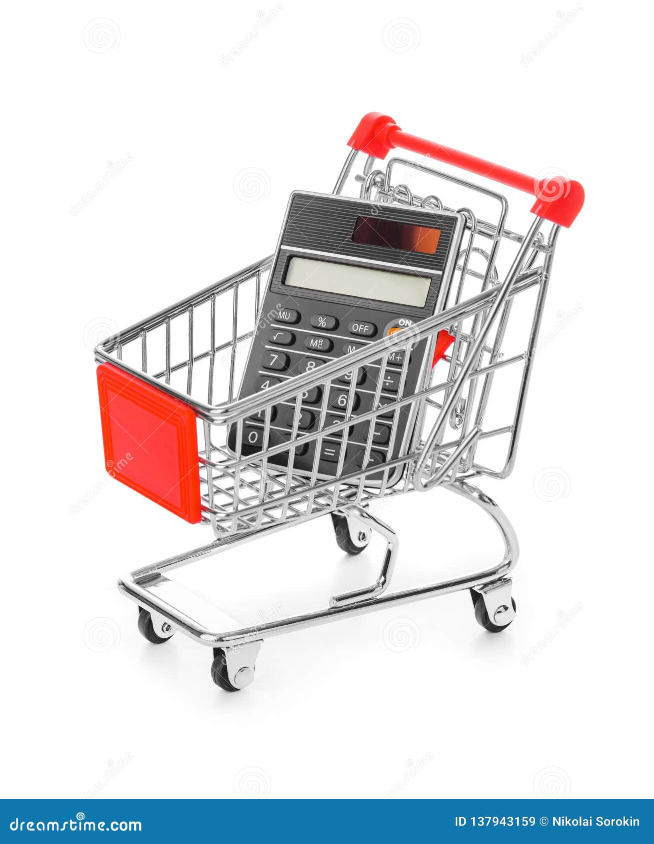 Calculator in Shopping Cart Stock Image Image of bill, budget 137943159